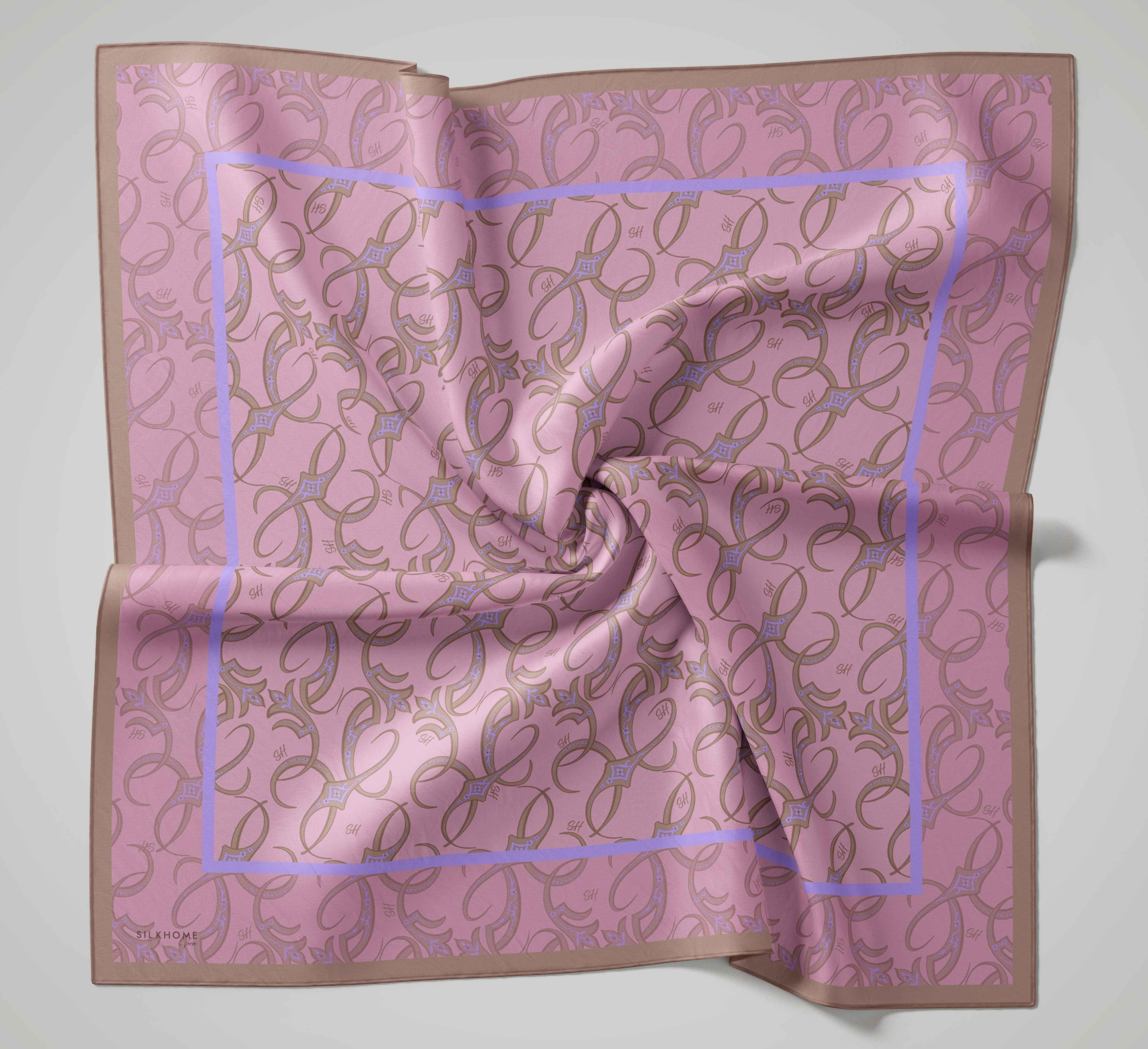 Twill İpek Eşarp Barok Pembe 90x90