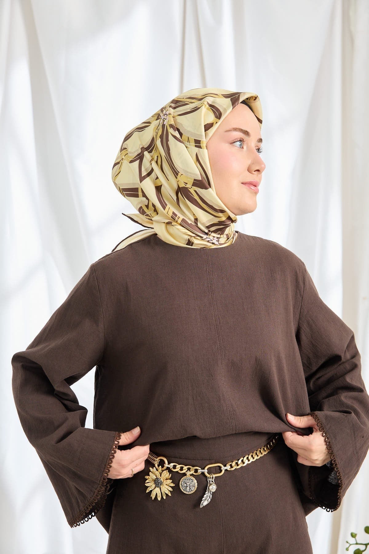Twill İpek Eşarp Bloom Açık Sarı