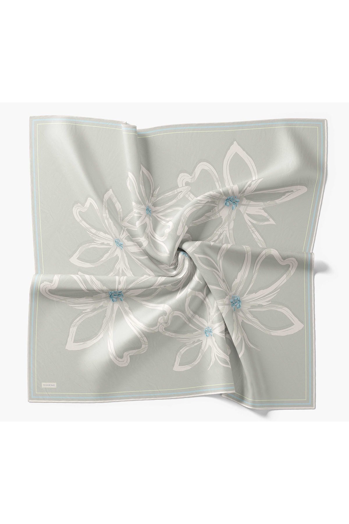 Twill İpek Eşarp Bloom Gri