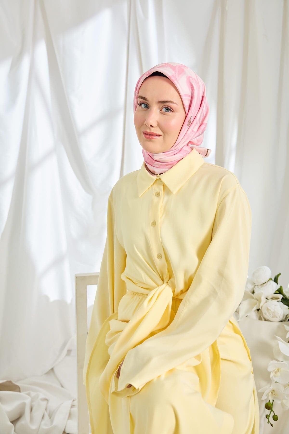 Twill İpek Eşarp Bloom Pembe