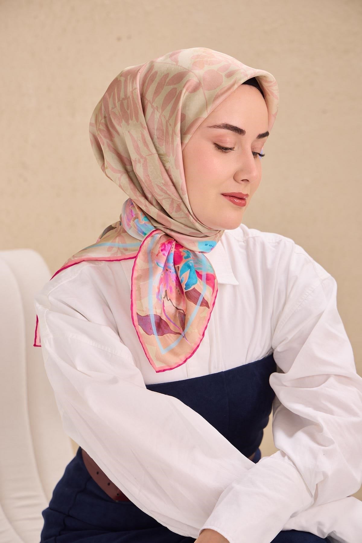 Twill İpek Eşarp Evreka Bej 90x90