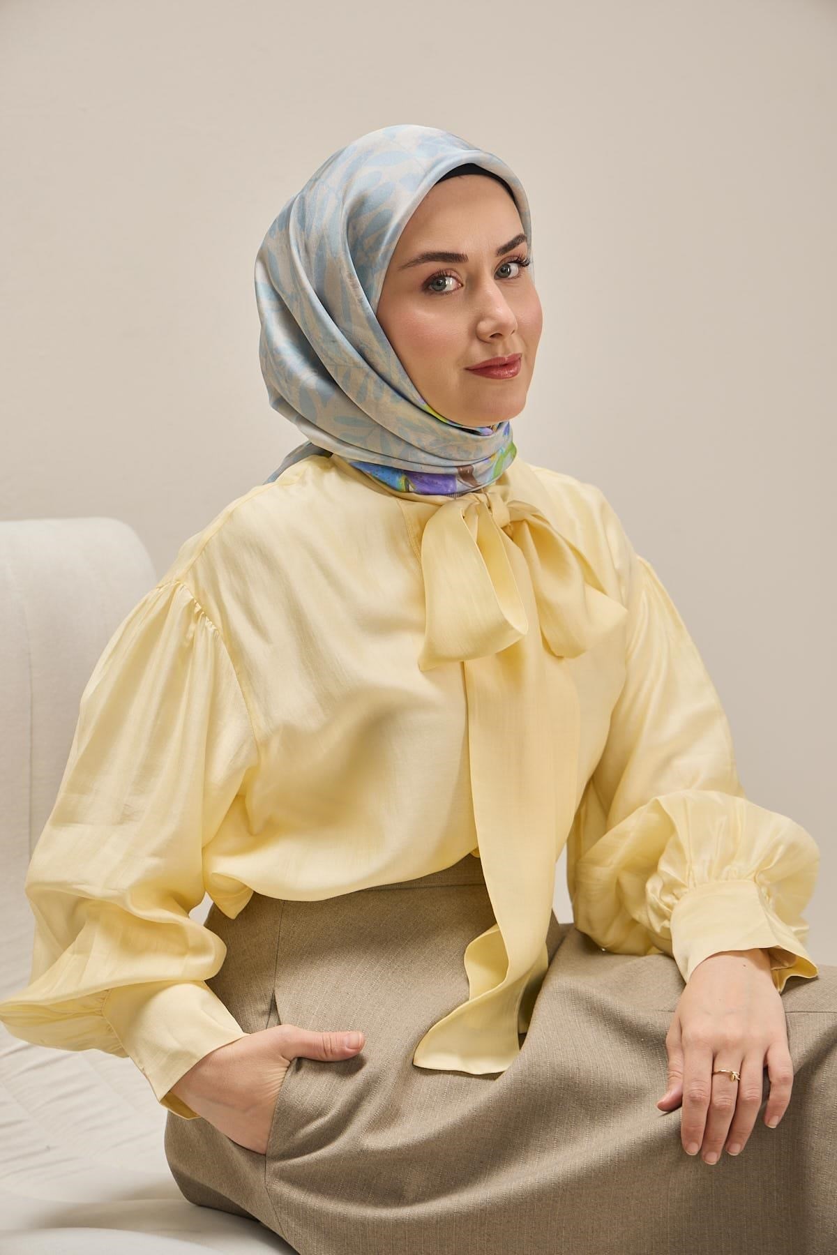 Twill İpek Eşarp Evreka Gümüş 90x90