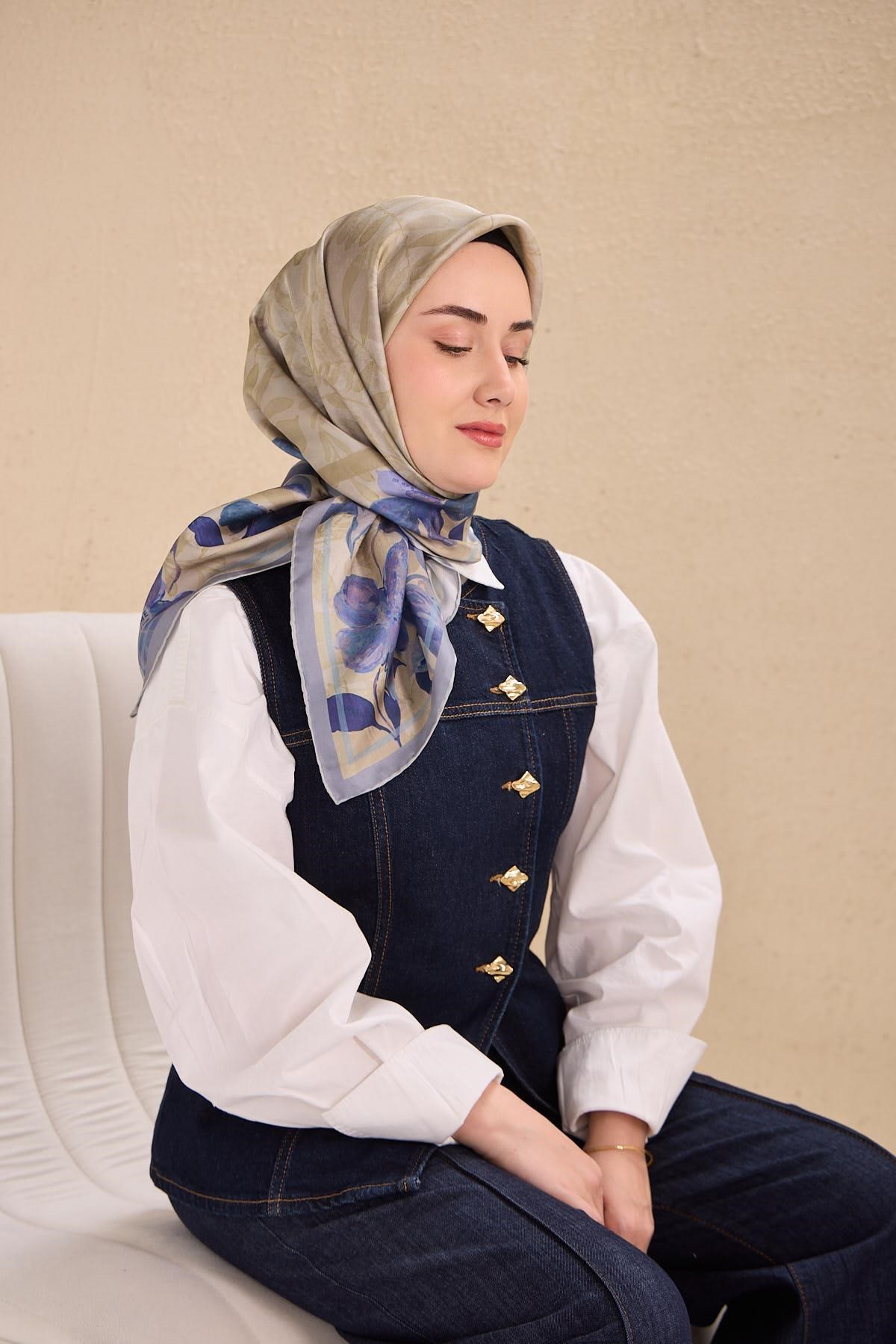 Twill İpek Eşarp Evreka Taş 90x90
