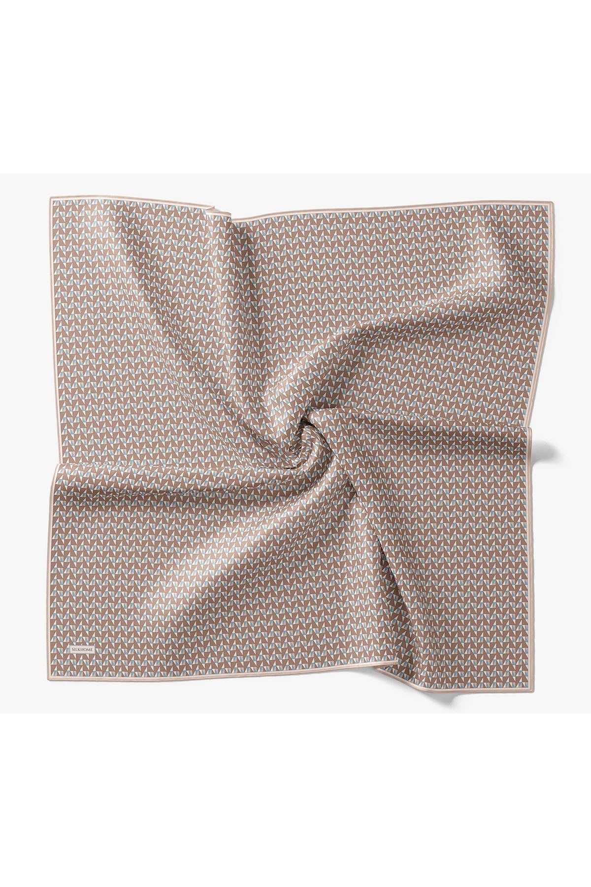 Twill İpek Eşarp Geometric Pattern Kahverengi