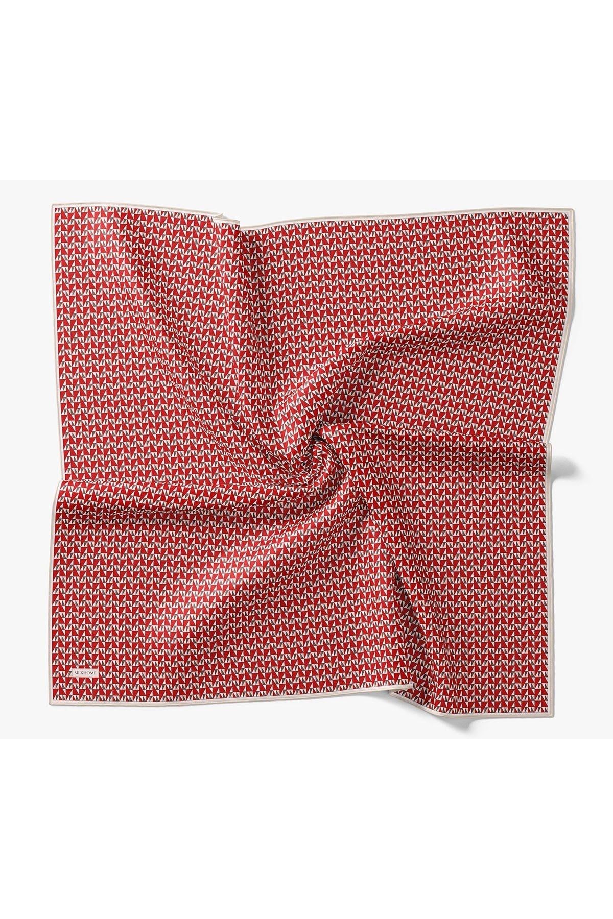 Twill İpek Eşarp Geometric Pattern Kırmızı