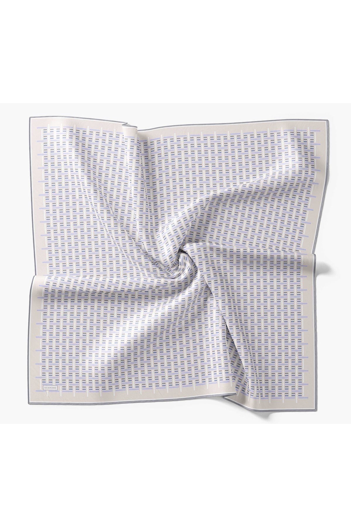 Twill İpek Eşarp Geometrik Bej