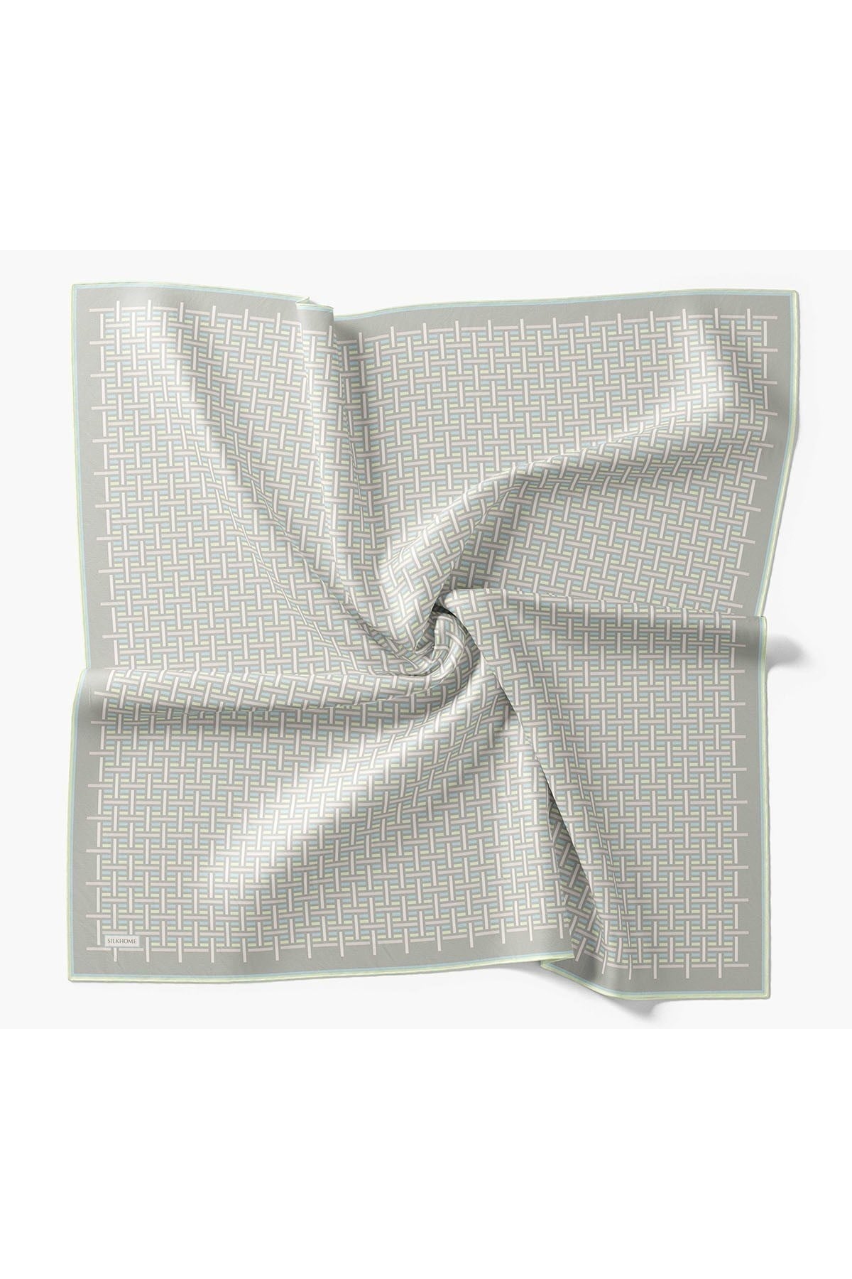 Twill İpek Eşarp Geometrik Gri