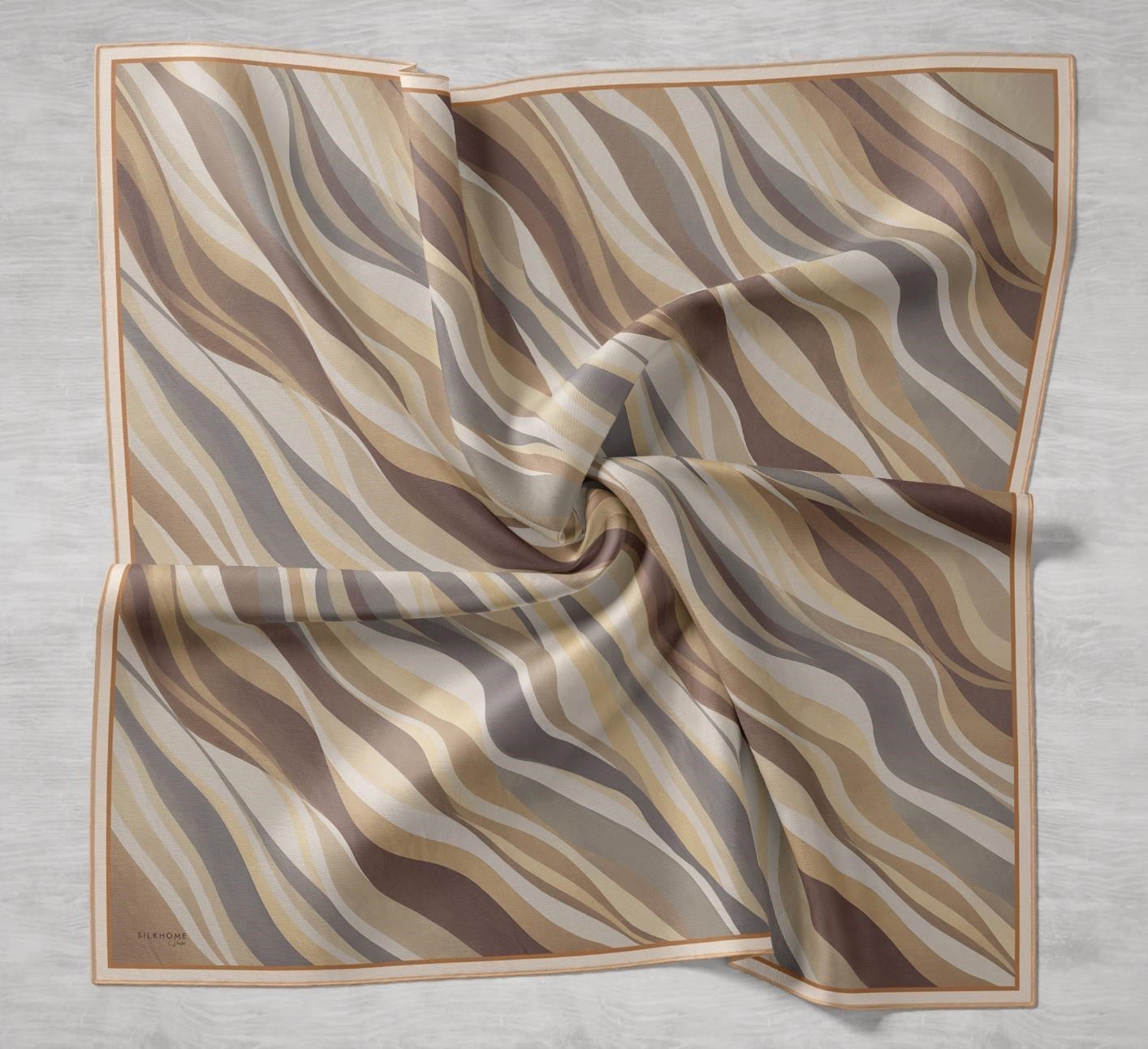 Twill İpek Eşarp Kıvrımlı Şerit Butter Yellow 90x90