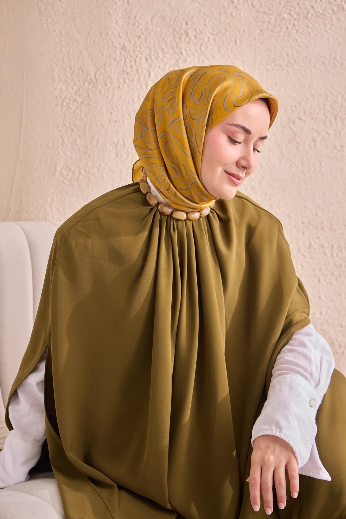 Twill İpek Eşarp Line Sarı