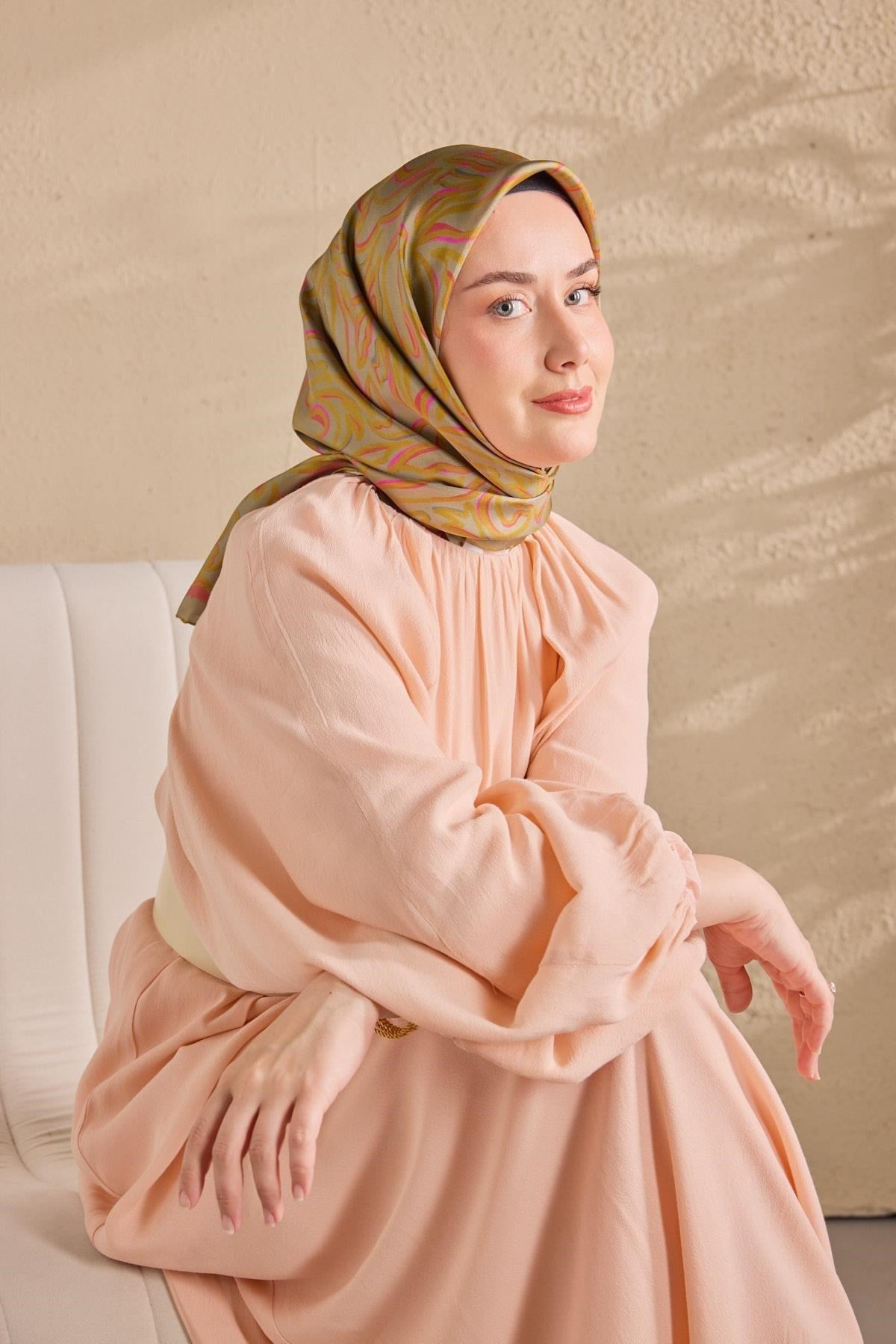 Twill İpek Eşarp Line Su Yeşili