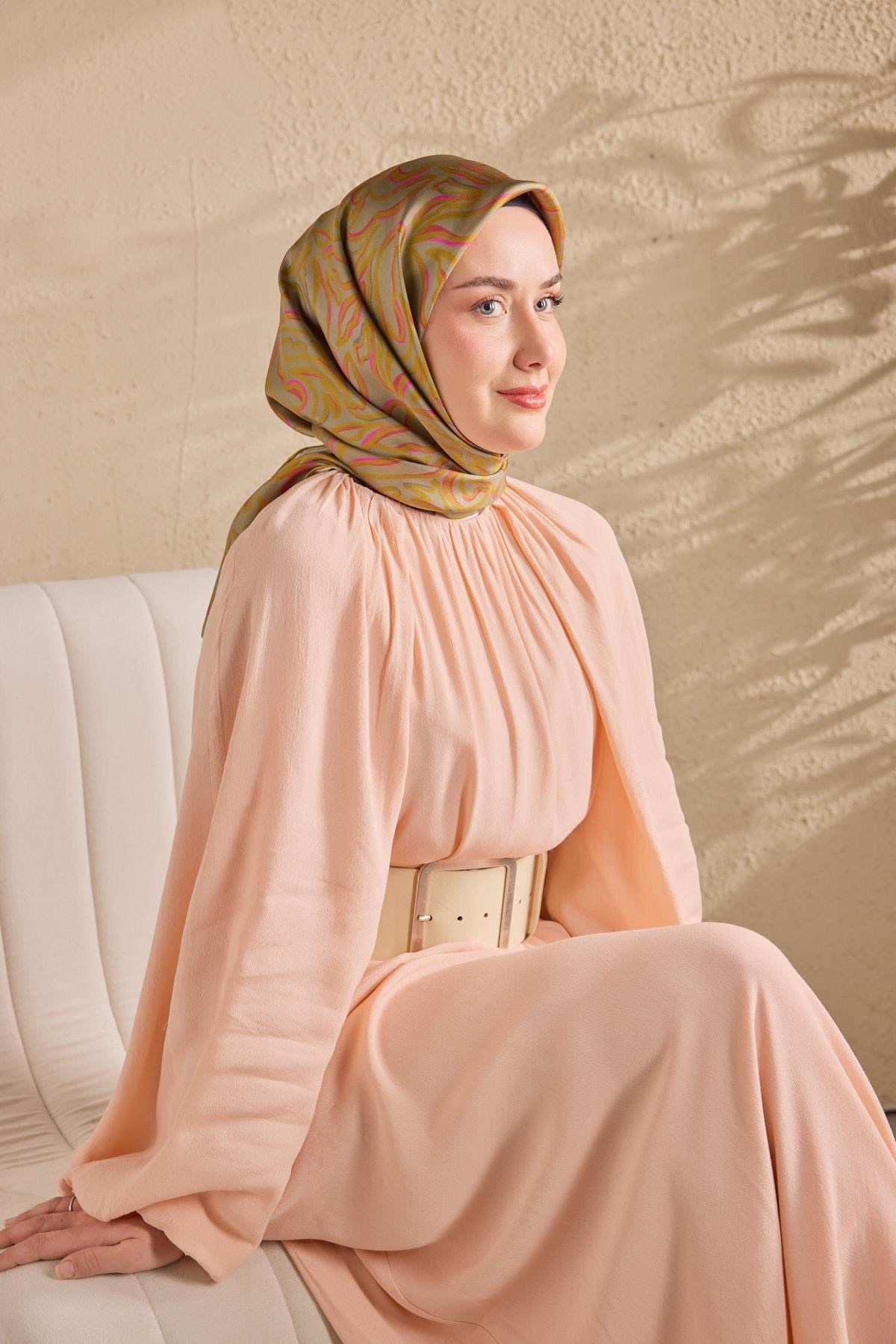 Twill İpek Eşarp Line Su Yeşili
