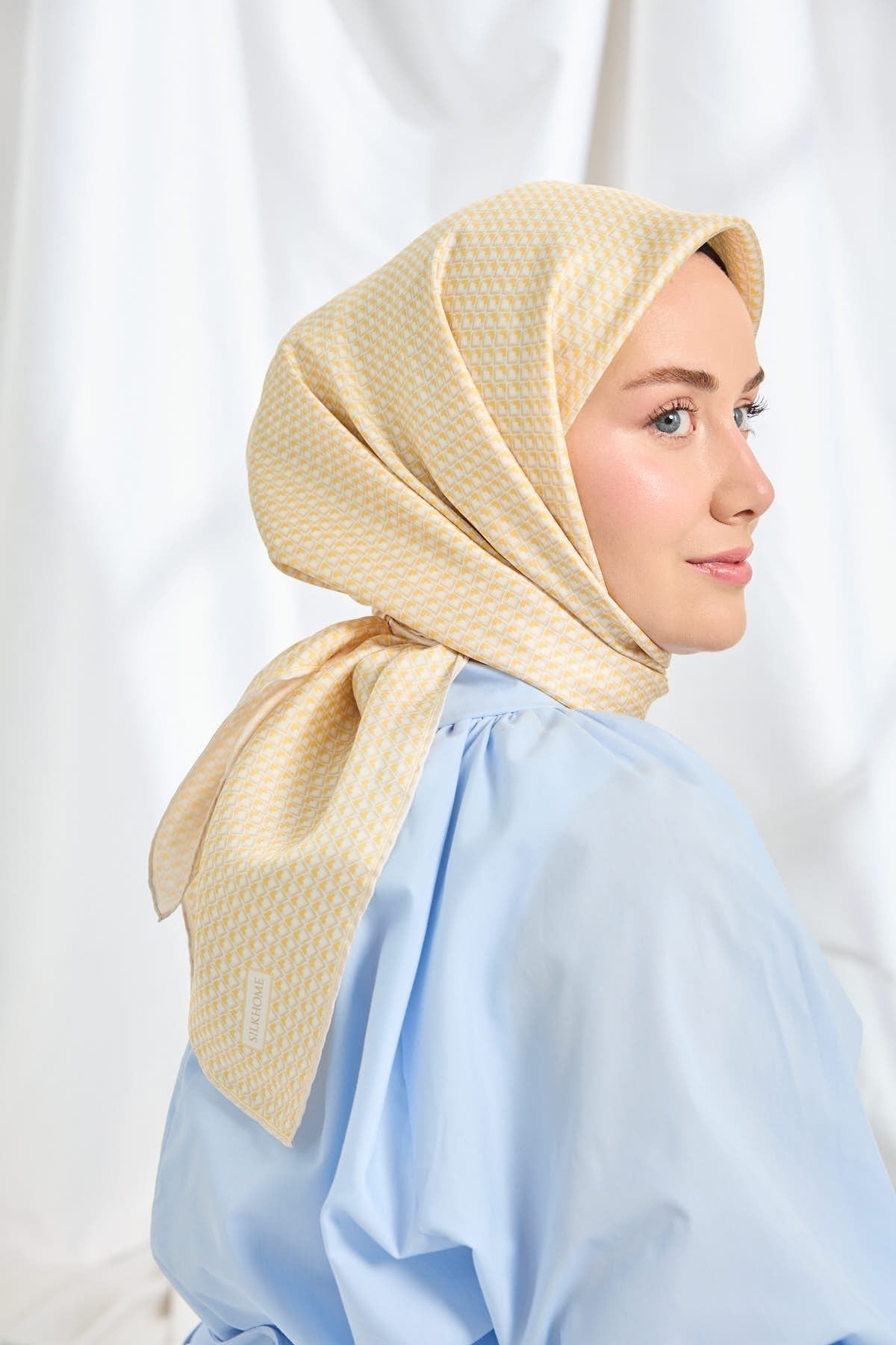 Twill İpek Eşarp Micro Kare Turuncu