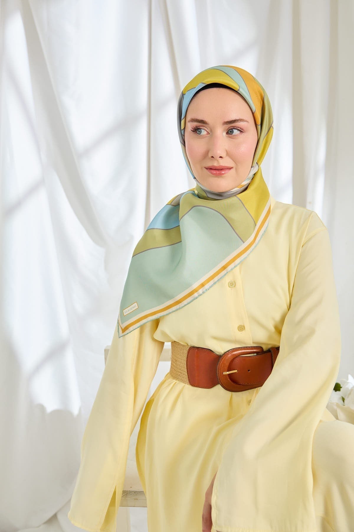 Twill İpek Eşarp Mid-Century Mint Yeşili