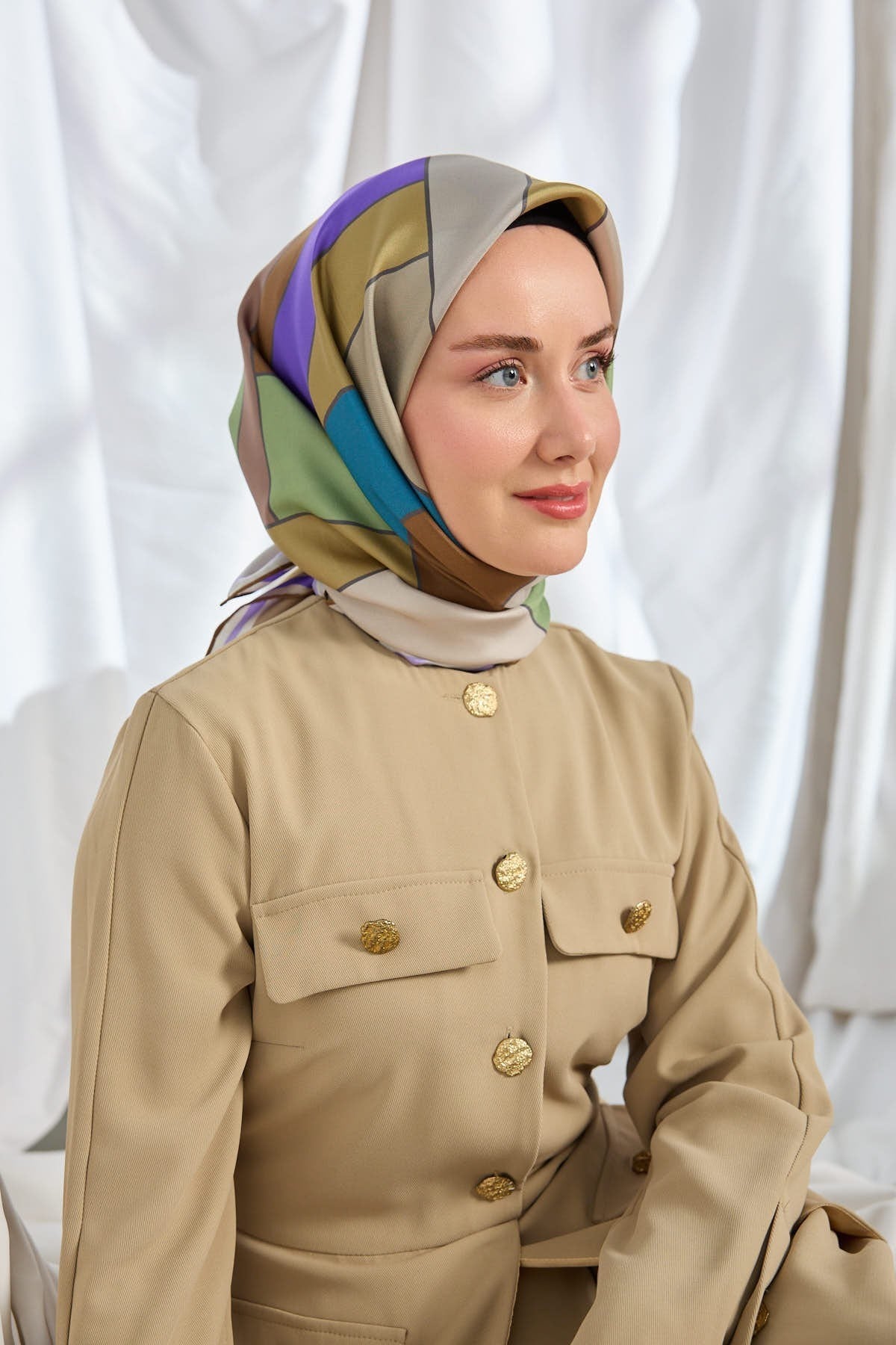 Twill İpek Eşarp Mid-Century Orman Yeşili