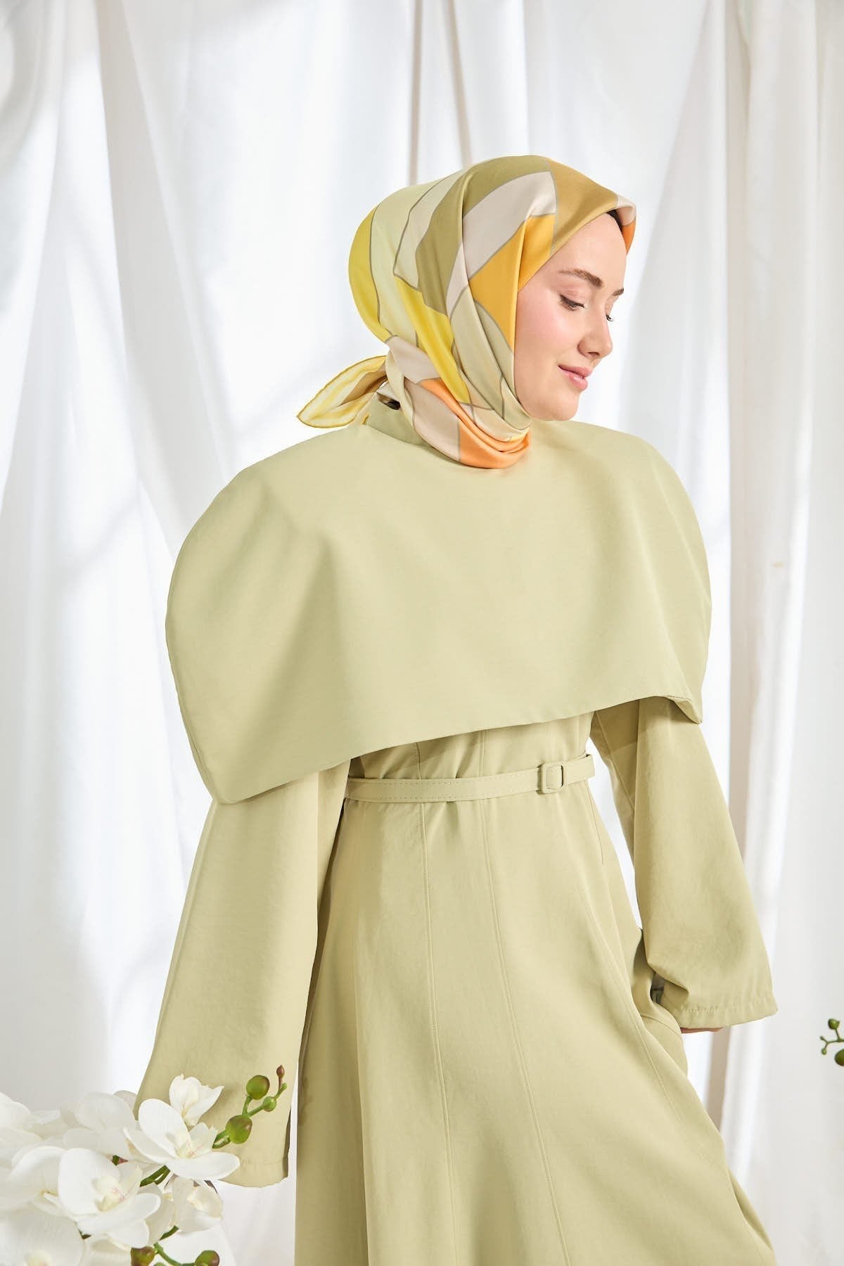 Twill İpek Eşarp Mid-Century Sarı