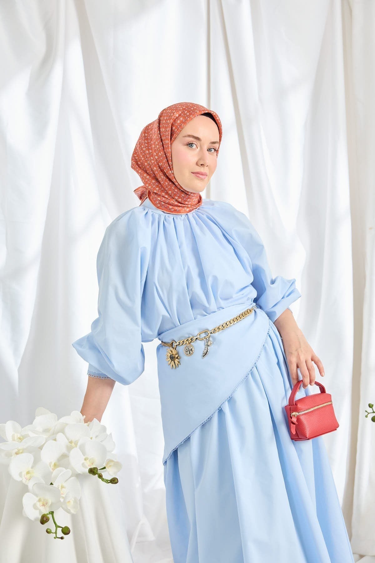 Twill İpek Eşarp Mini Bouquet Narçiçeği