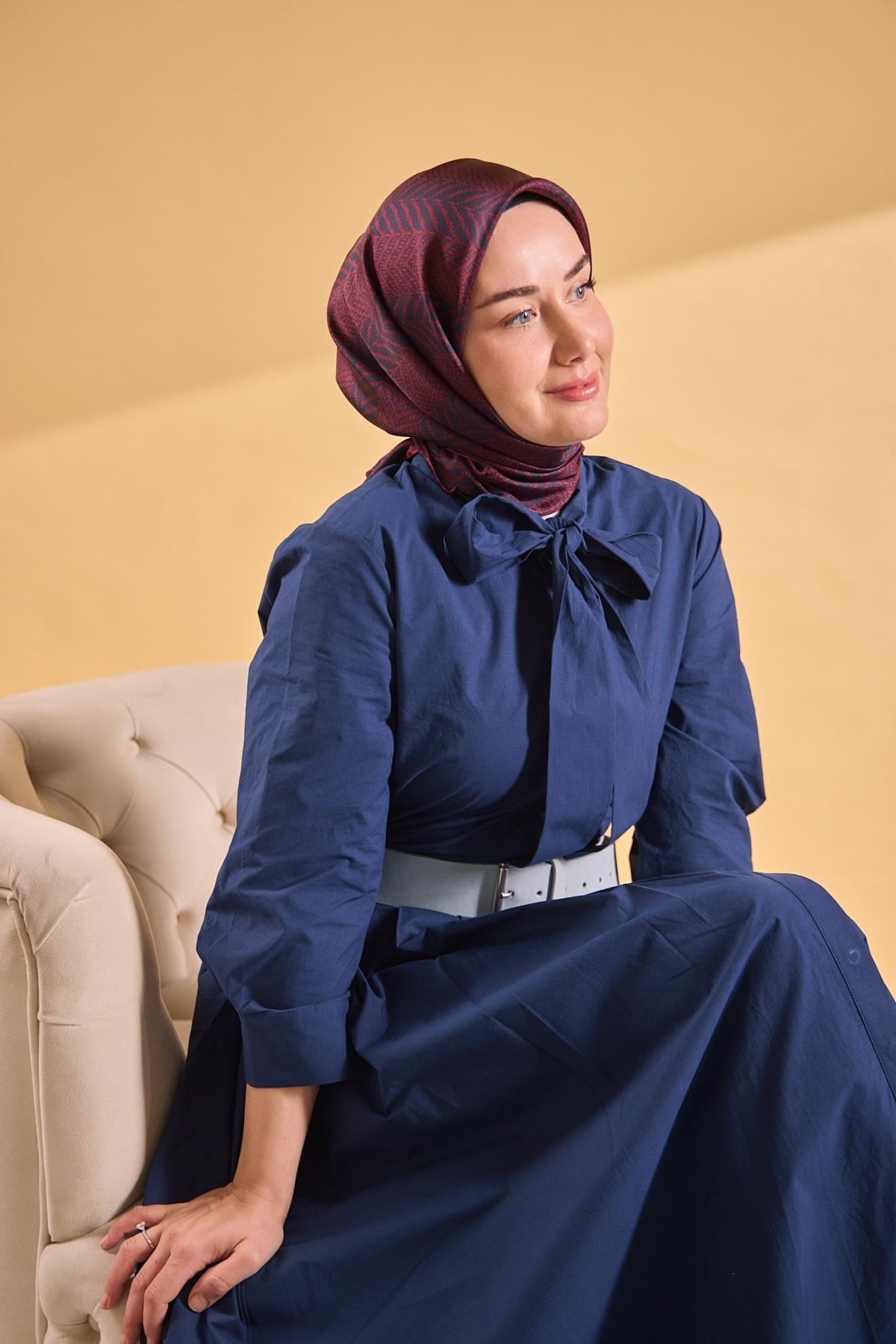 Twill İpek Eşarp Minimal Desen Siyah 90x90
