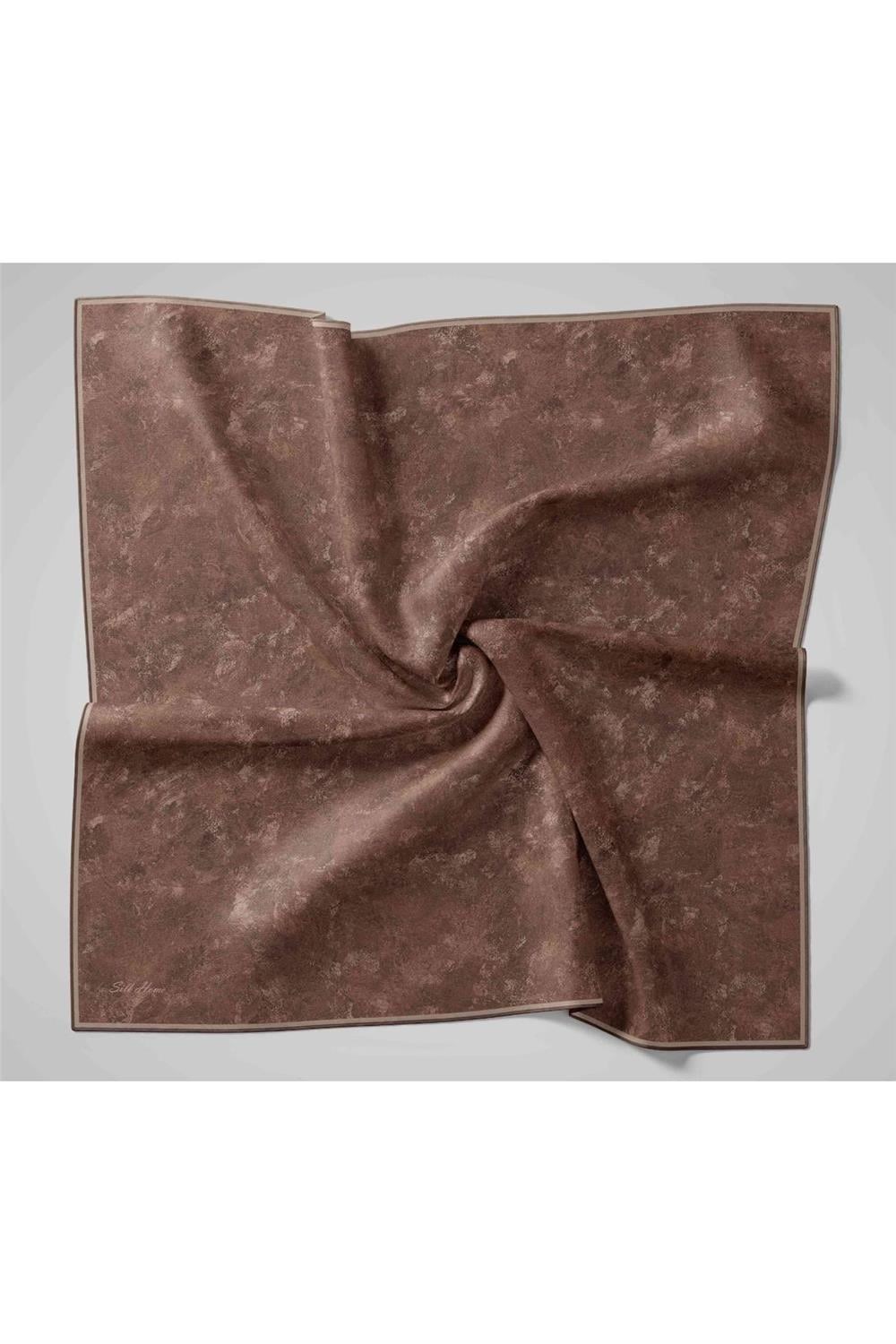 Twill İpek Eşarp Mor–Vizon Desenli Tok Duruşlu 90x90
