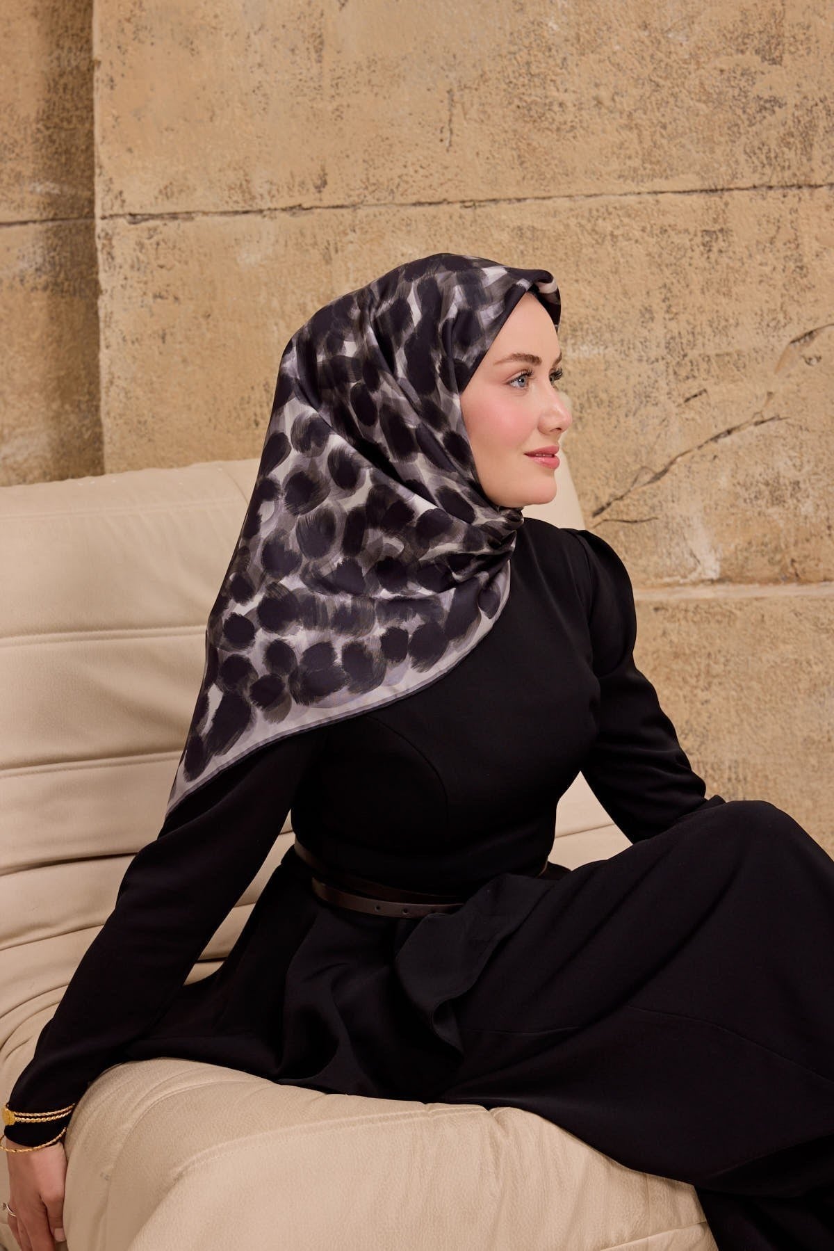 Twill İpek Eşarp Noiré Siyah