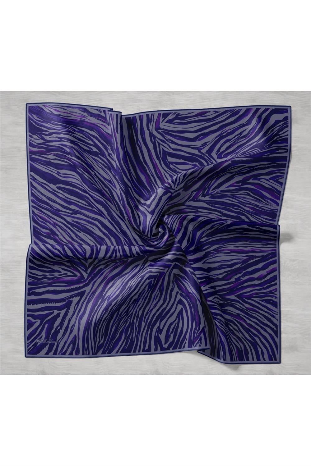 Twill İpek Eşarp Pastel Mor Geometrik Desenli Tok Duruşlu 90x90