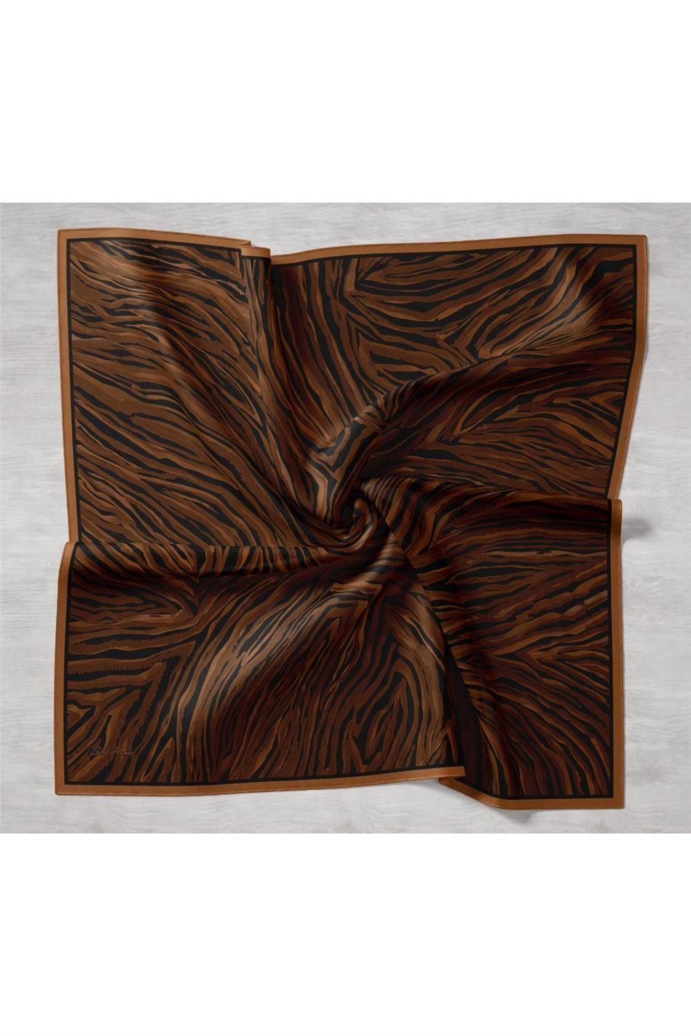 Twill İpek Eşarp Pastel Mor Taba Geometrik Desenli Tok Duruşlu 90x90