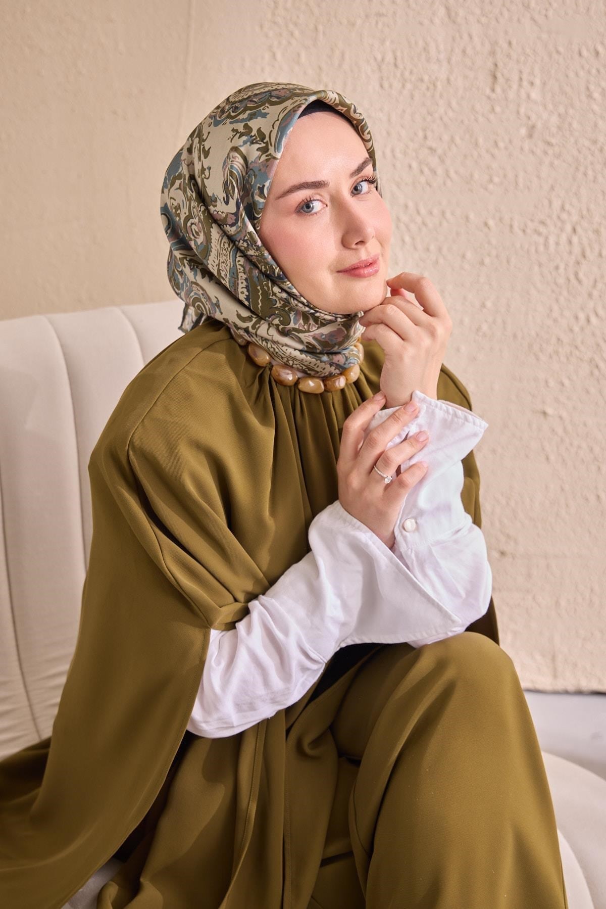Twill İpek Eşarp Royale Şal Desen İndigo 90x90