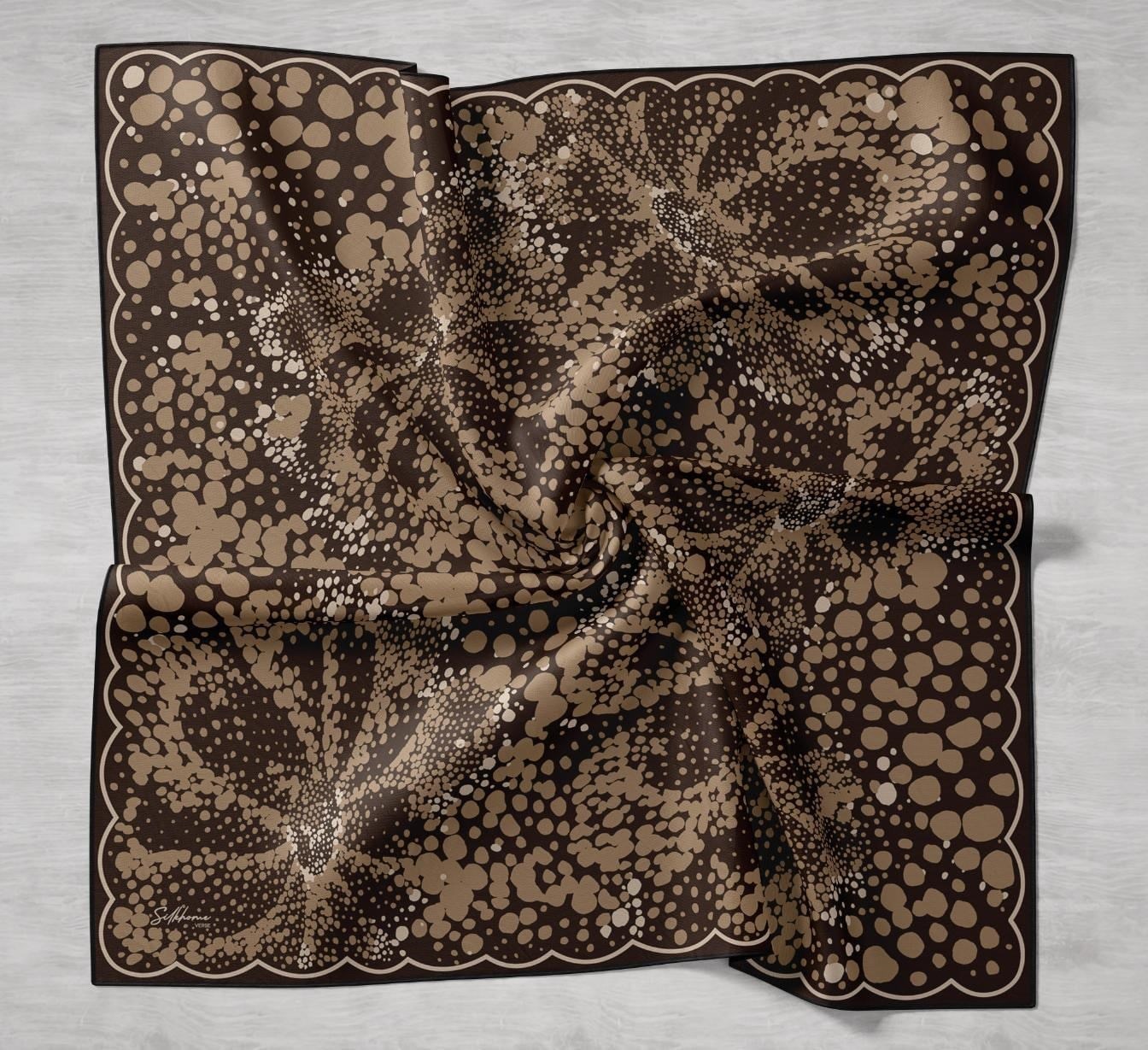 Twill İpek Eşarp Samanyolu Acı Kahve Turuncu 90x90