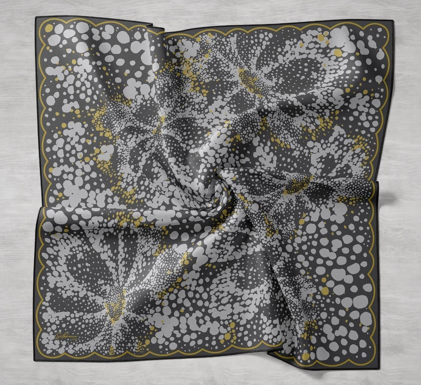 Twill İpek Eşarp Samanyolu Koyu Gri 90x90