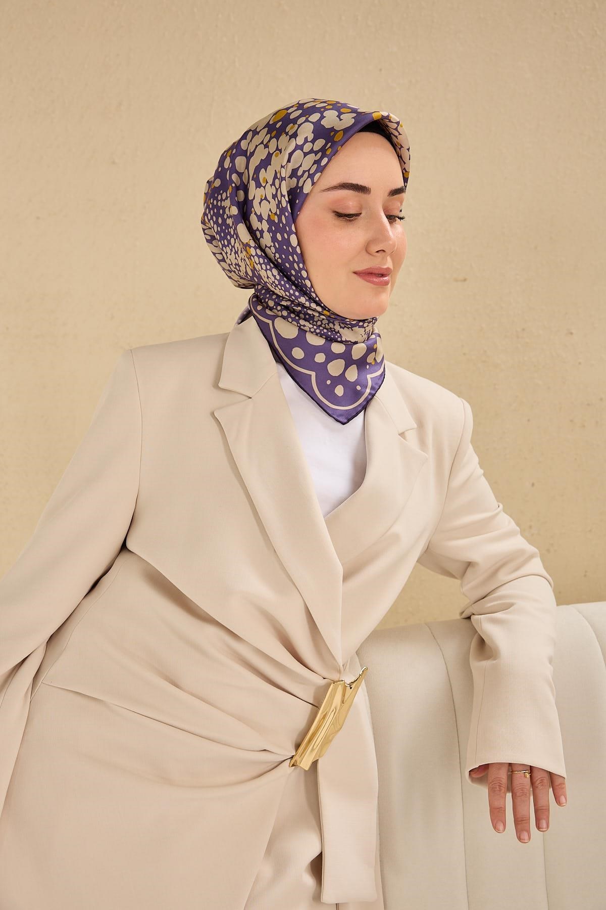 Twill İpek Eşarp Samanyolu Mor 90x90