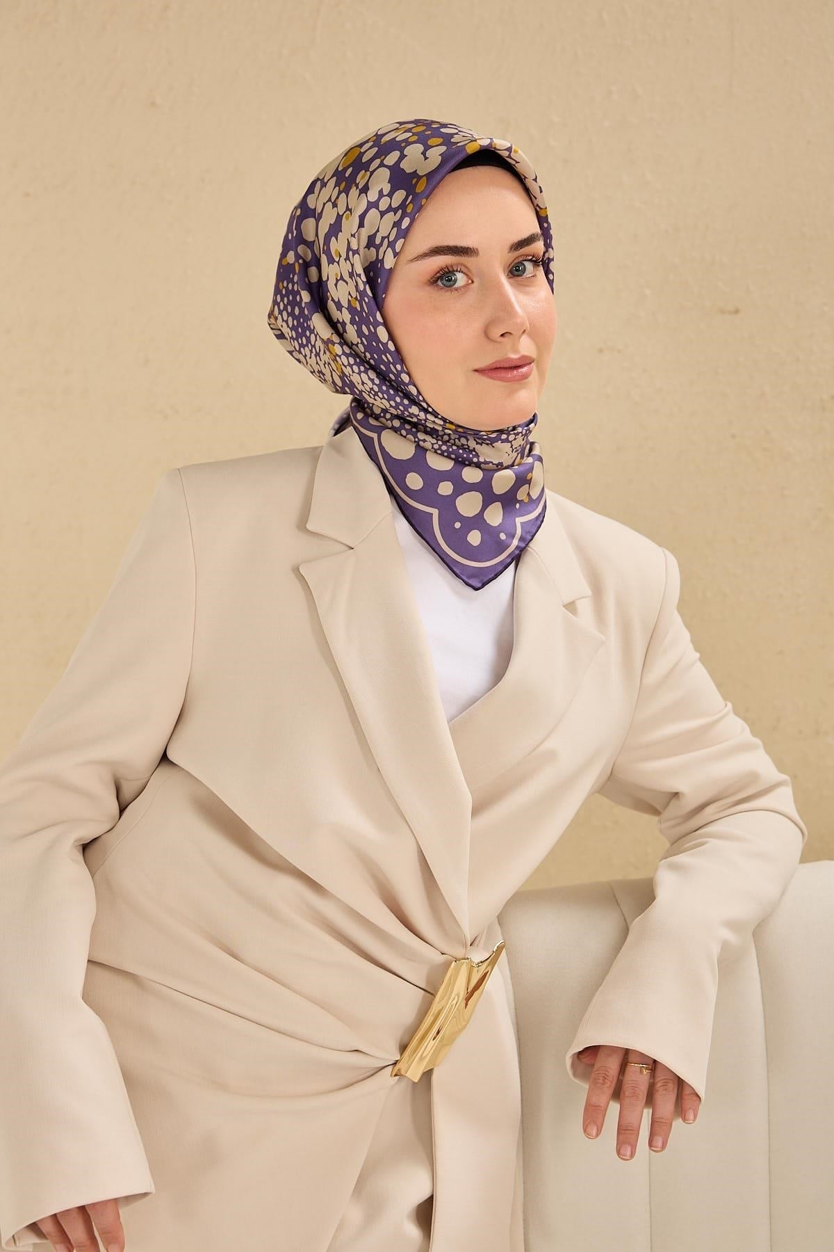 Twill İpek Eşarp Samanyolu Mor 90x90