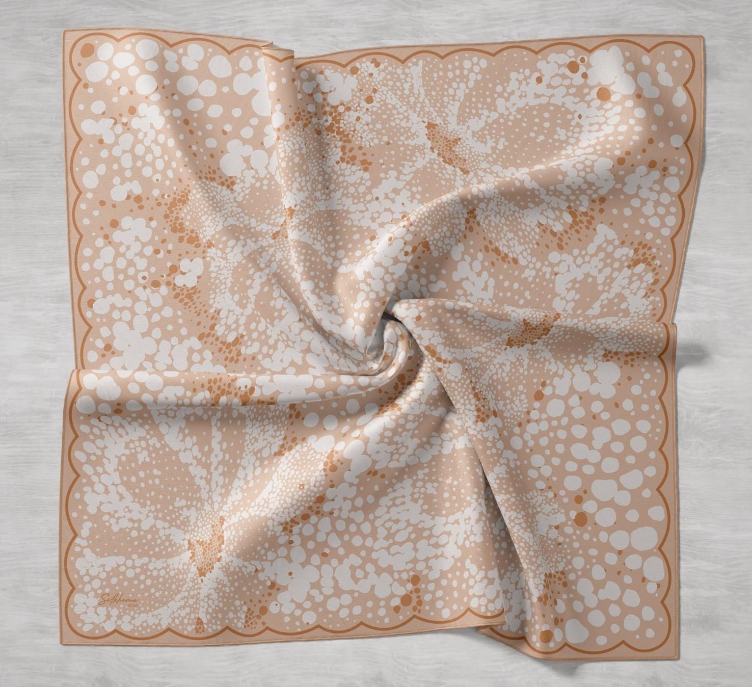 Twill İpek Eşarp Samanyolu Pastel Turuncu 90x90