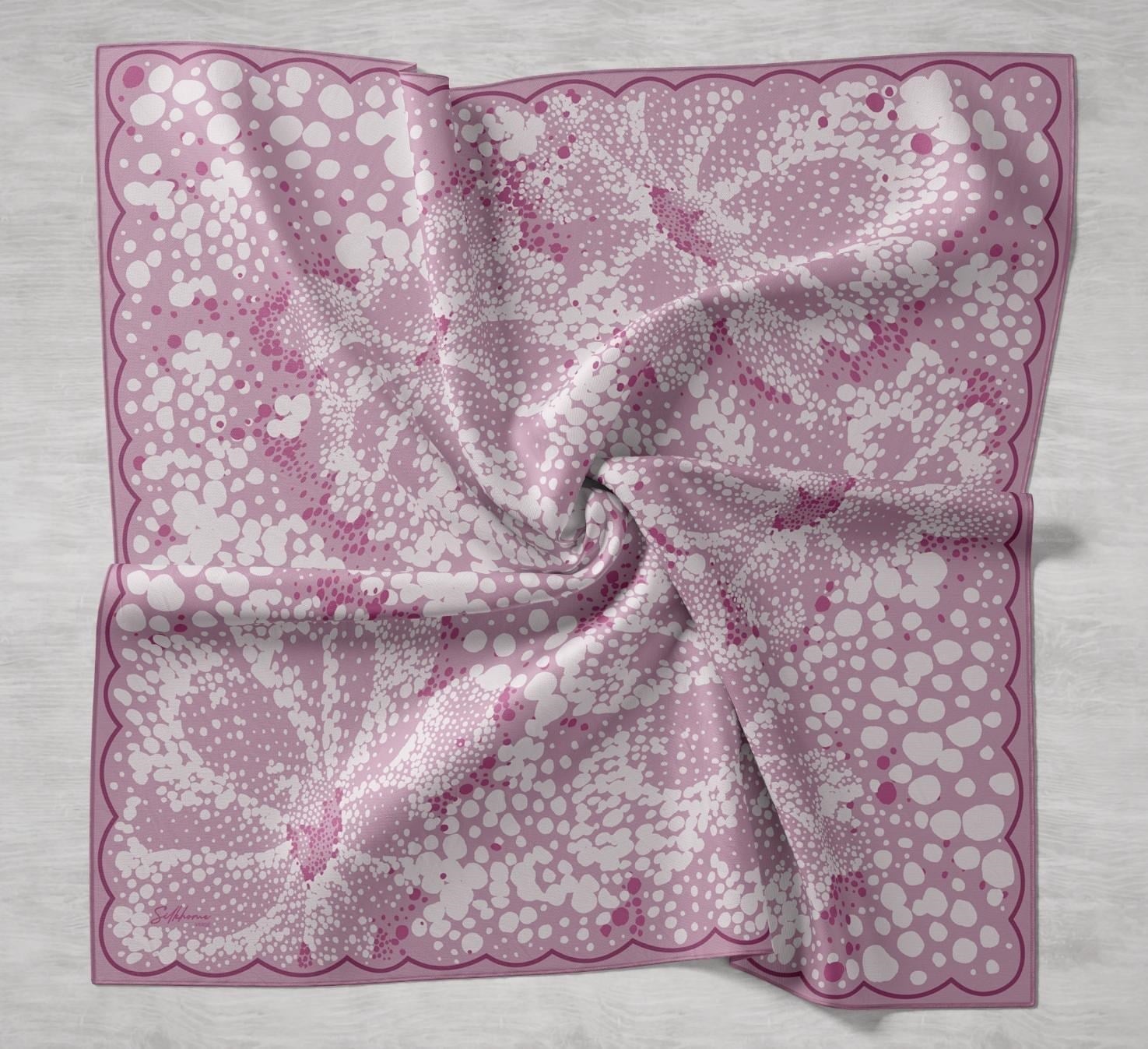 Twill İpek Eşarp Samanyolu Pembe 90x90