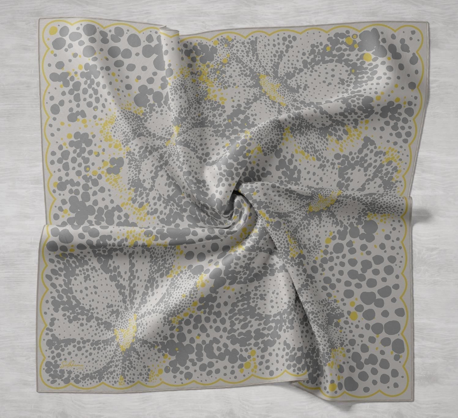 Twill İpek Eşarp Samanyolu Yeşil Bej 90x90