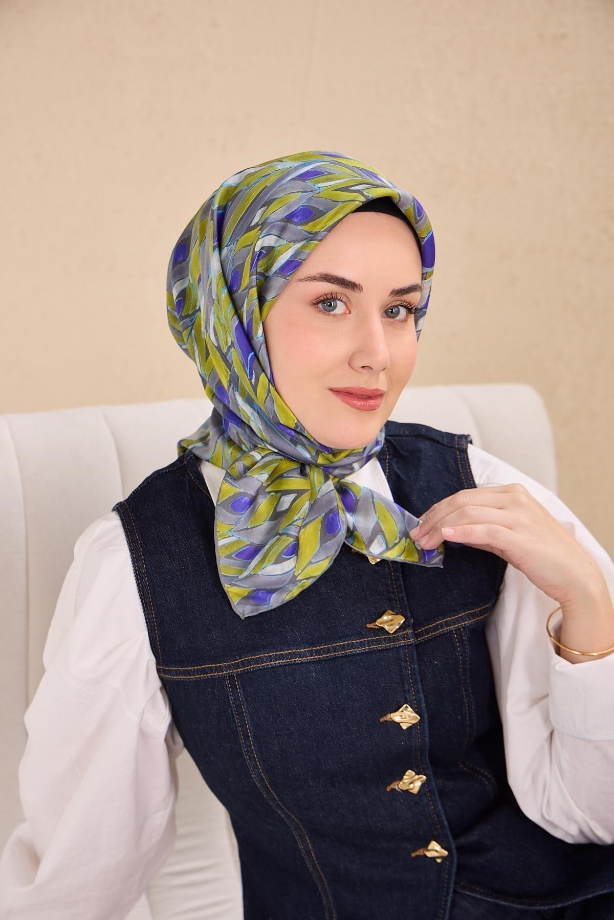 Twill İpek Eşarp Serenit Asit Yeşili 90x90
