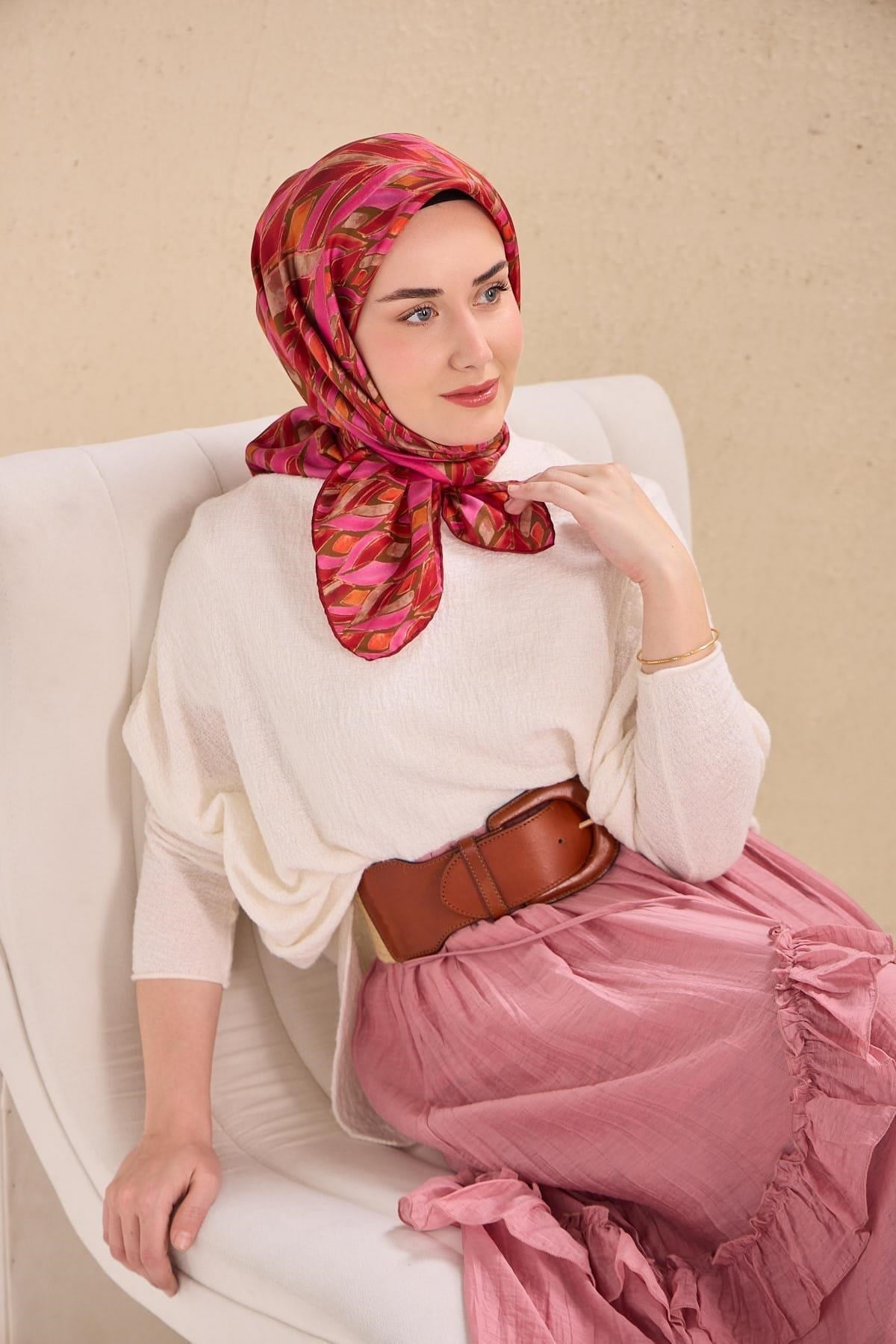 Twill İpek Eşarp Serenit Fuşya 90x90
