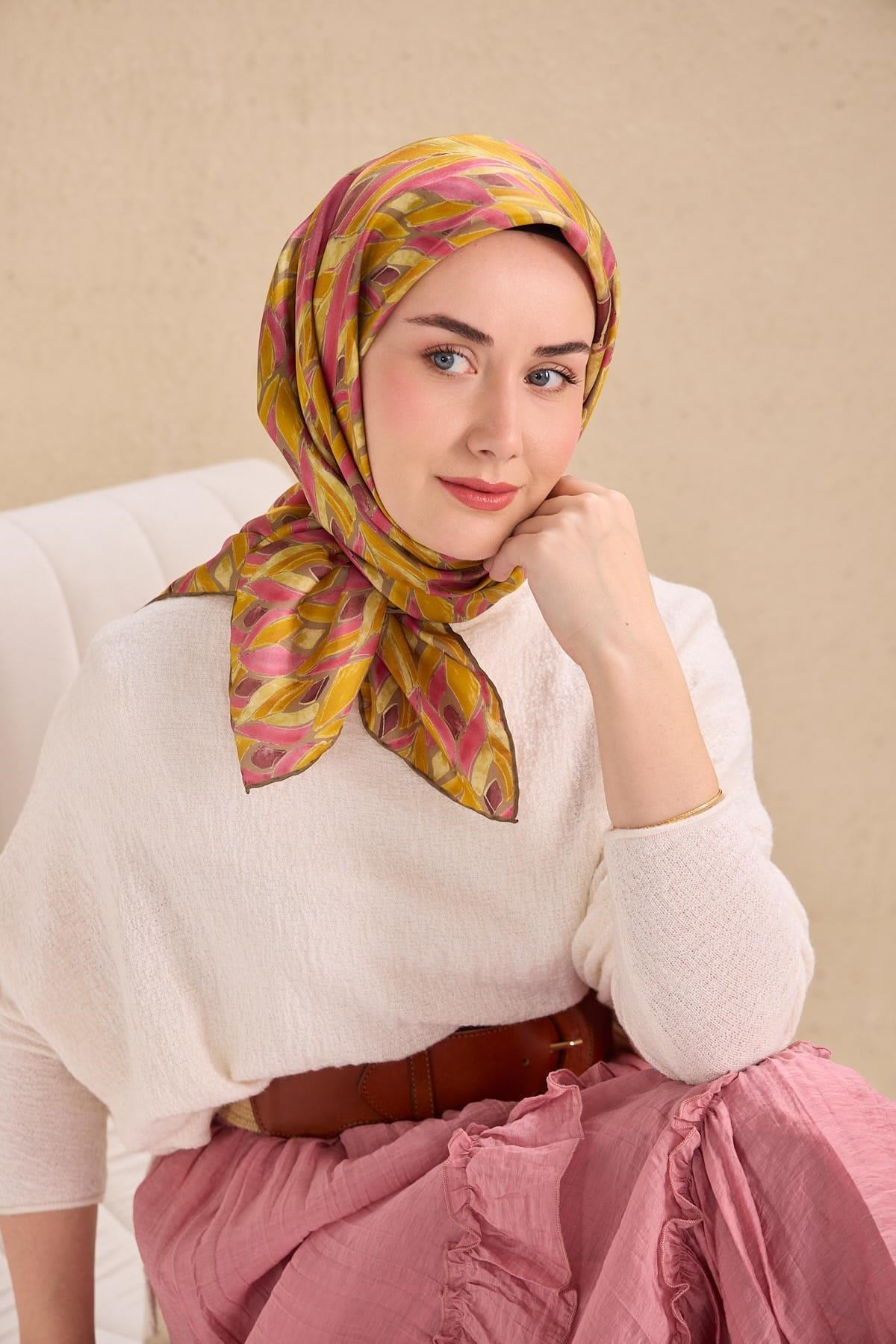 Twill İpek Eşarp Serenit Hardal 90x90
