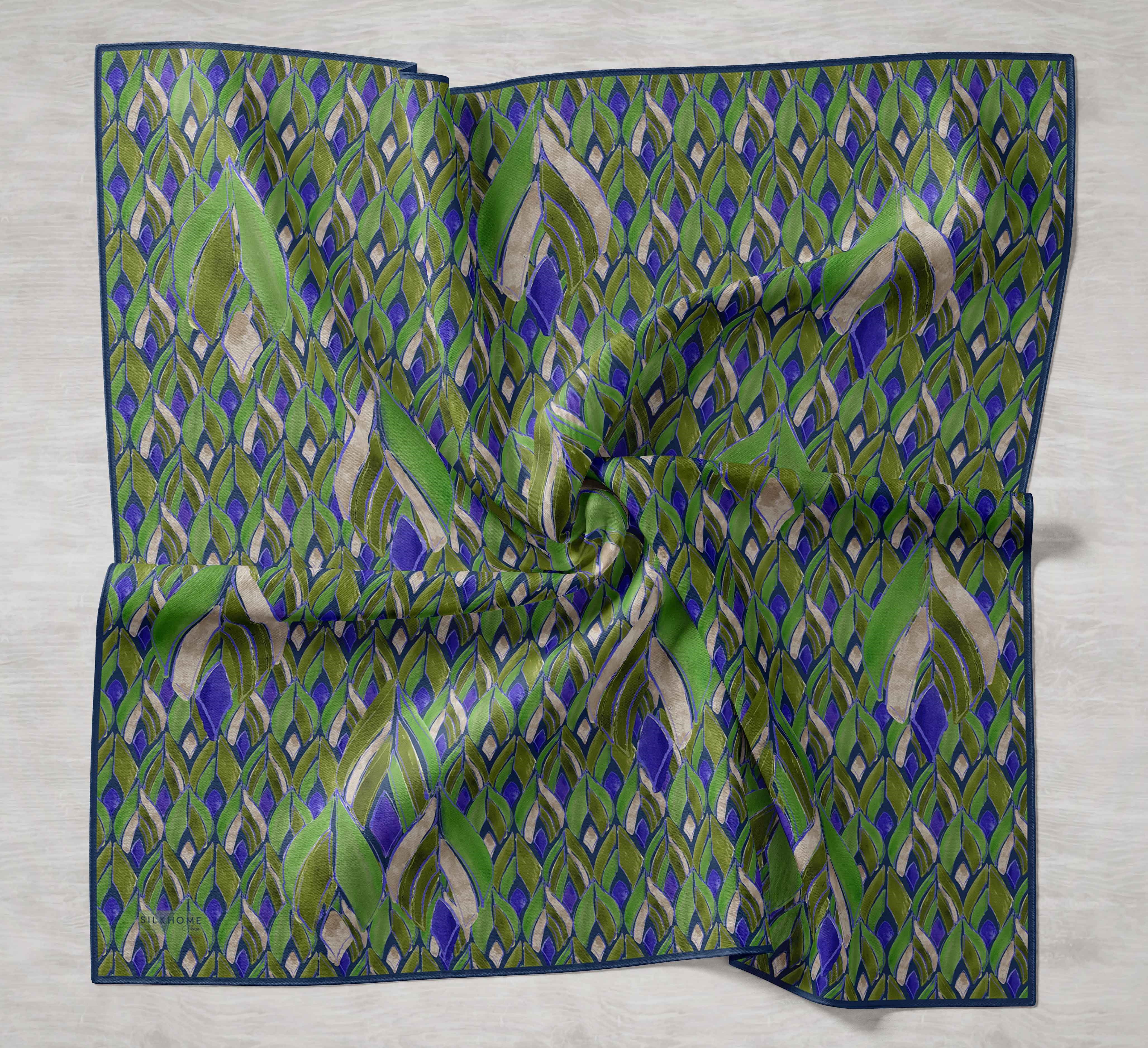 Twill İpek Eşarp Serenit Mor Yeşil 90x90