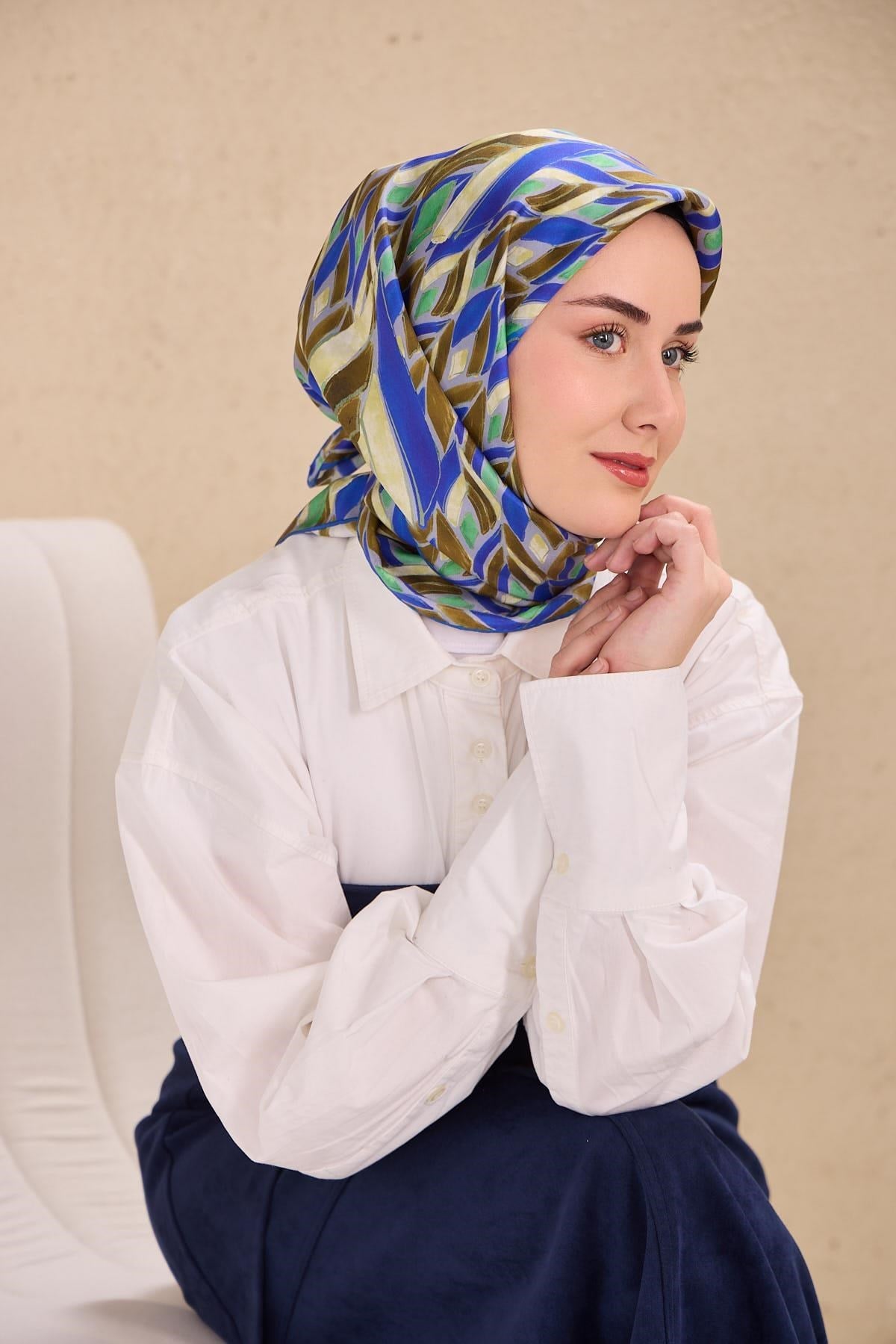 Twill İpek Eşarp Serenit Saks 90x90