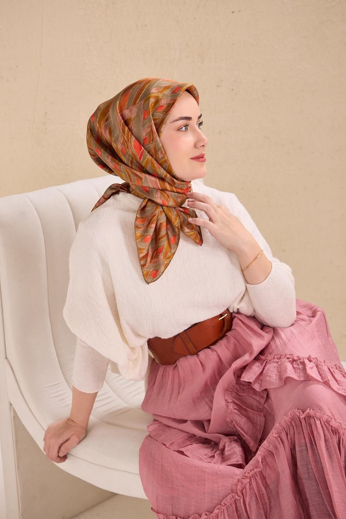 Twill İpek Eşarp Serenit Yeşil Gri 90x90