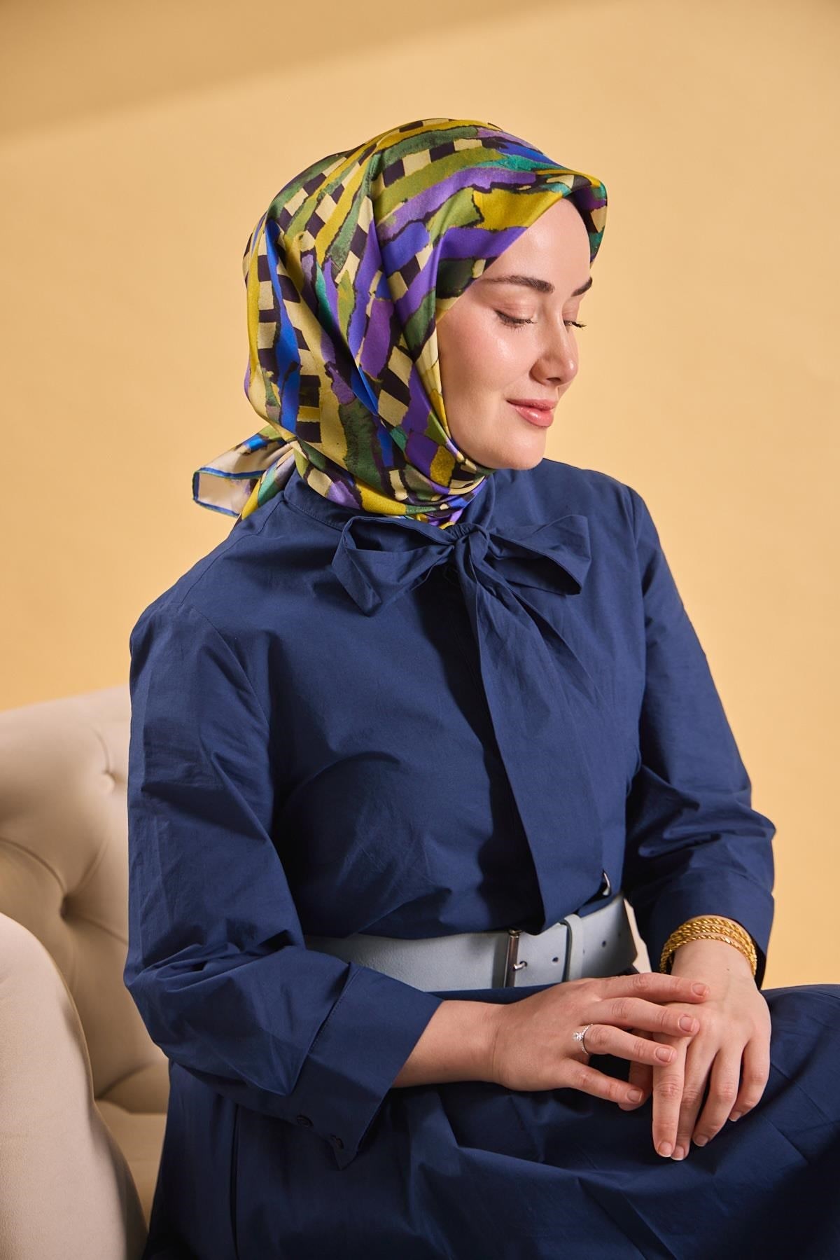 Twill İpek Eşarp Şerit Sarı