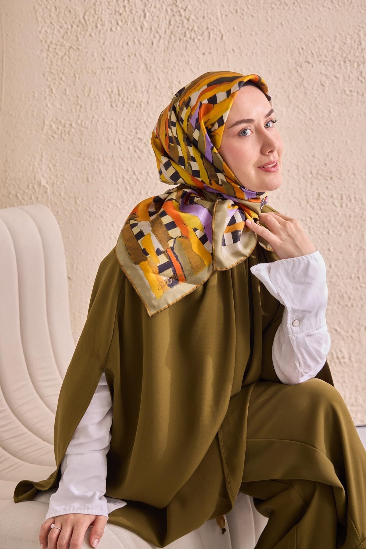 Twill İpek Eşarp Şerit Turuncu