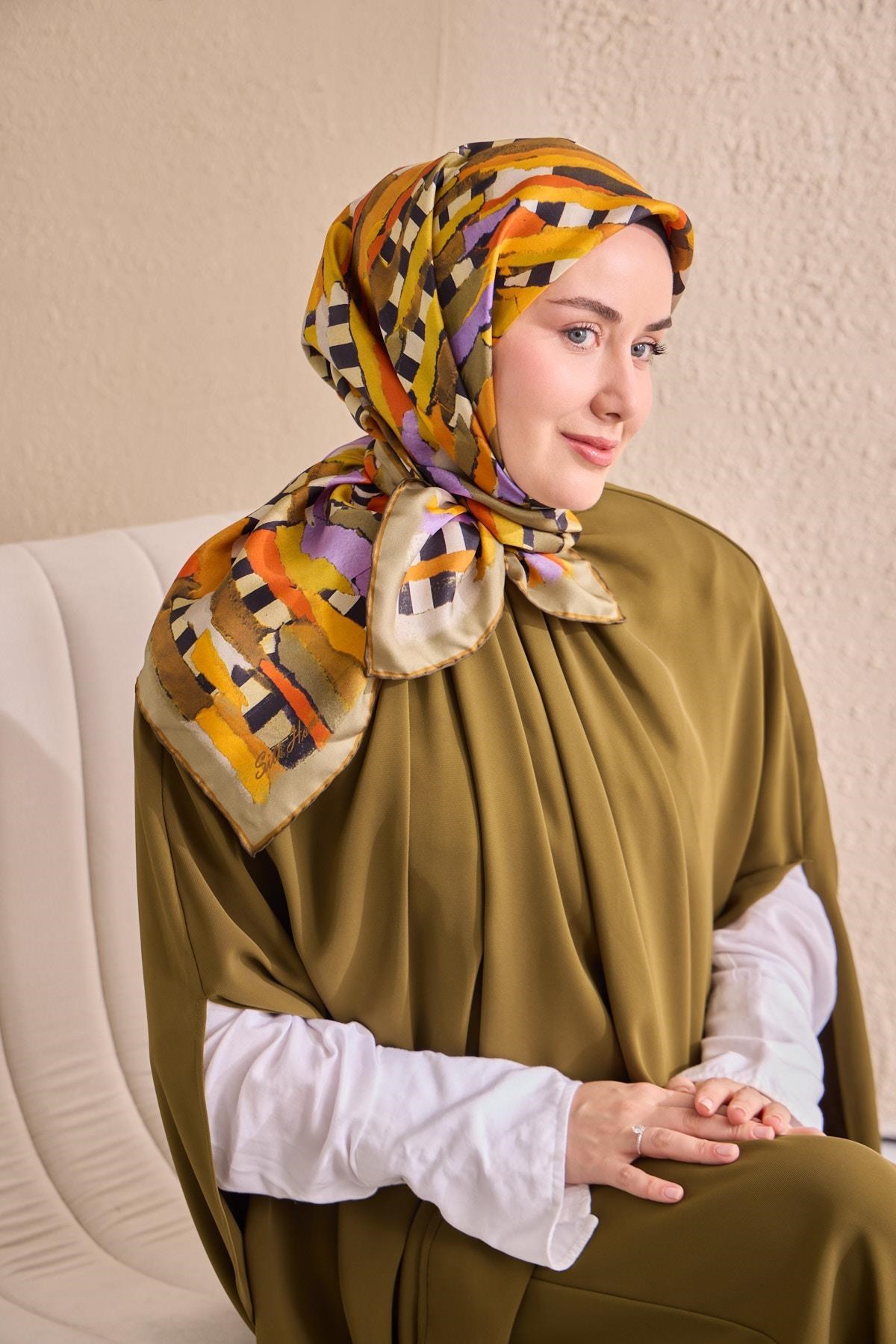 Twill İpek Eşarp Şerit Turuncu