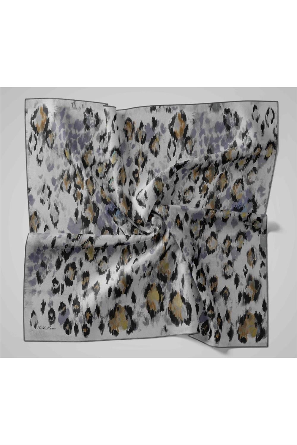 Twill İpek Eşarp Siyah-Füme Soyut Desenli Tok Duruşlu 90x90