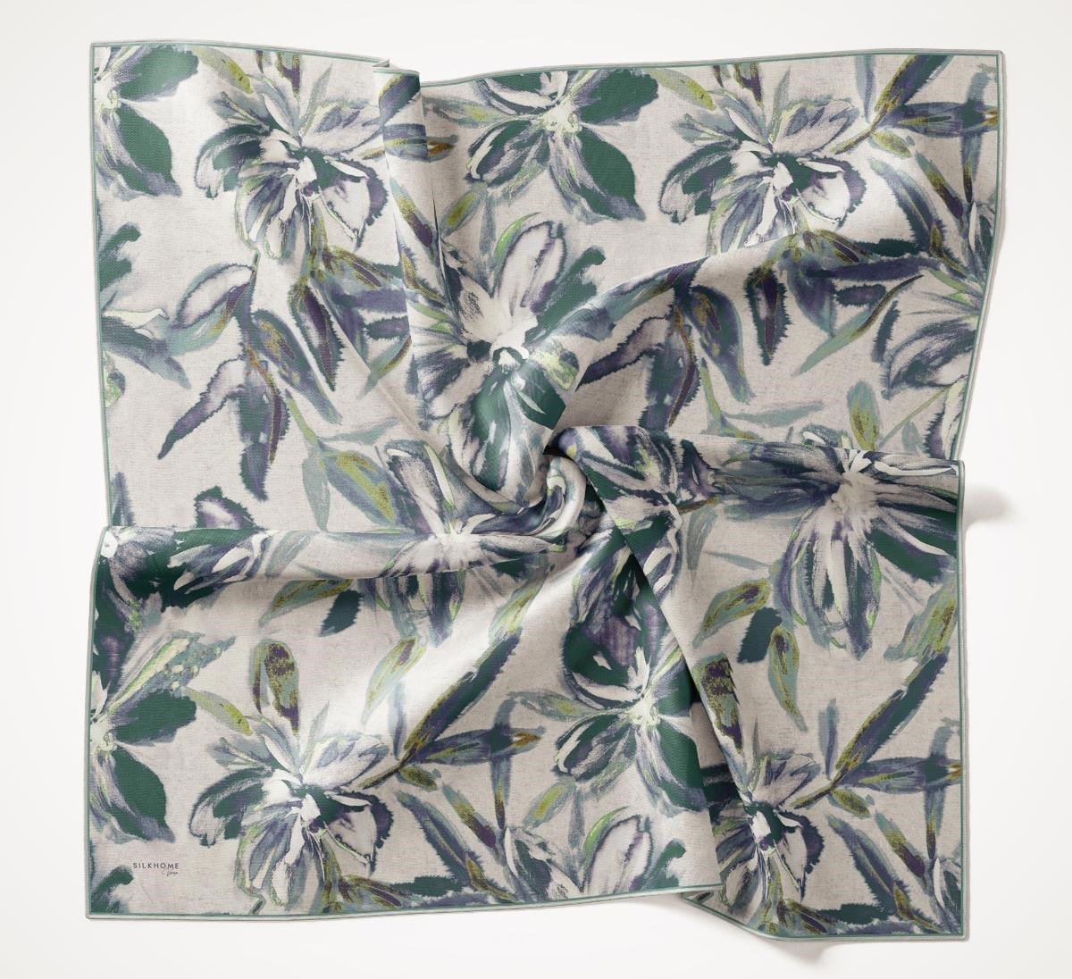 Twill İpek Eşarp Sulu Boya Petrol Yeşili 90x90