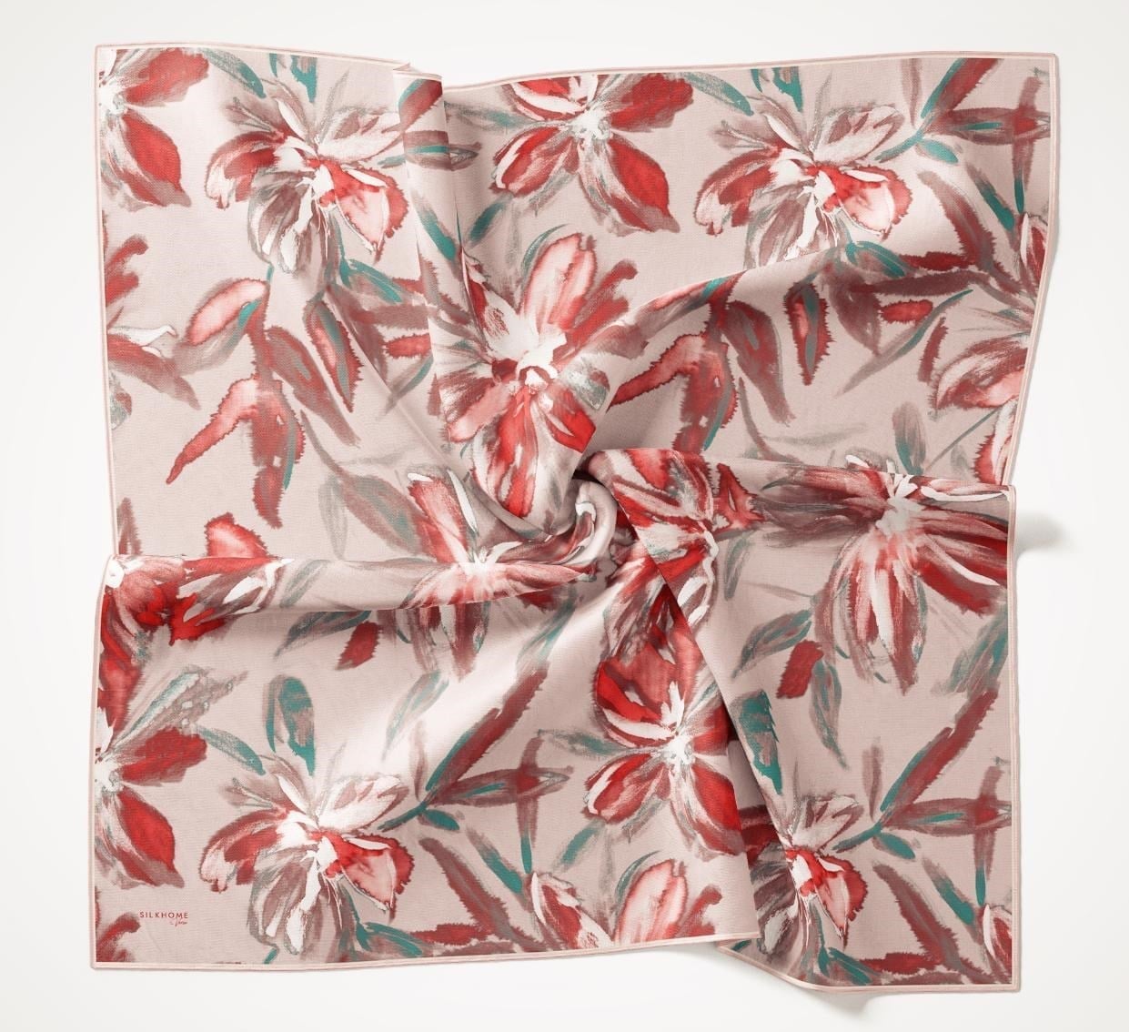 Twill İpek Eşarp Sulu Boya Pudra Pembe 90x90