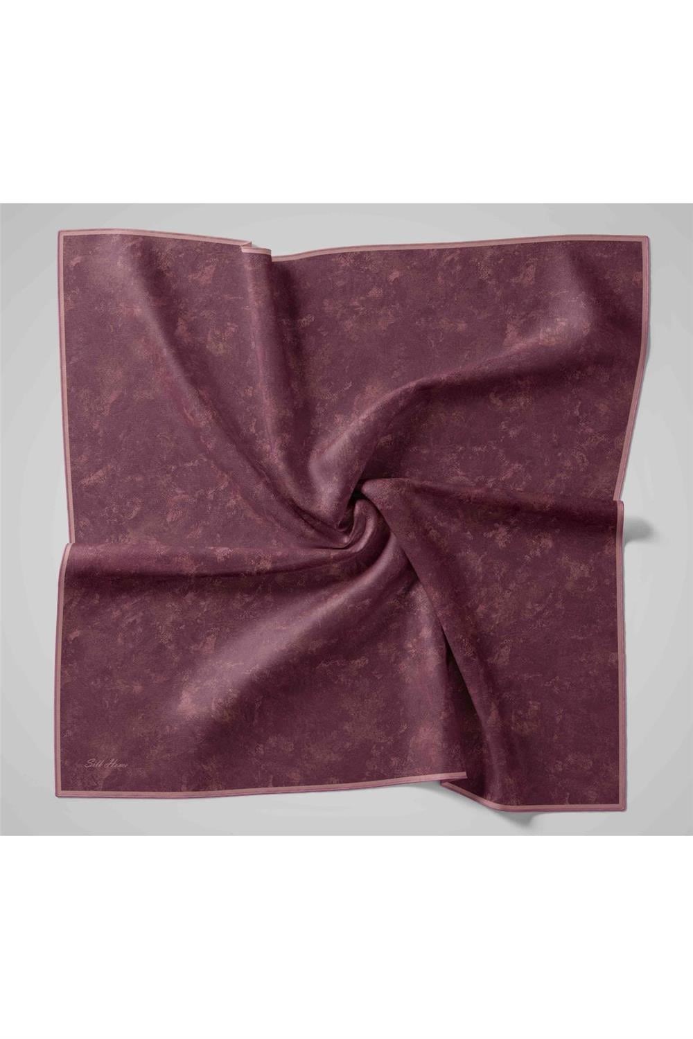Twill İpek Eşarp Vişne–Somon Desenli Tok Duruşlu 90x90