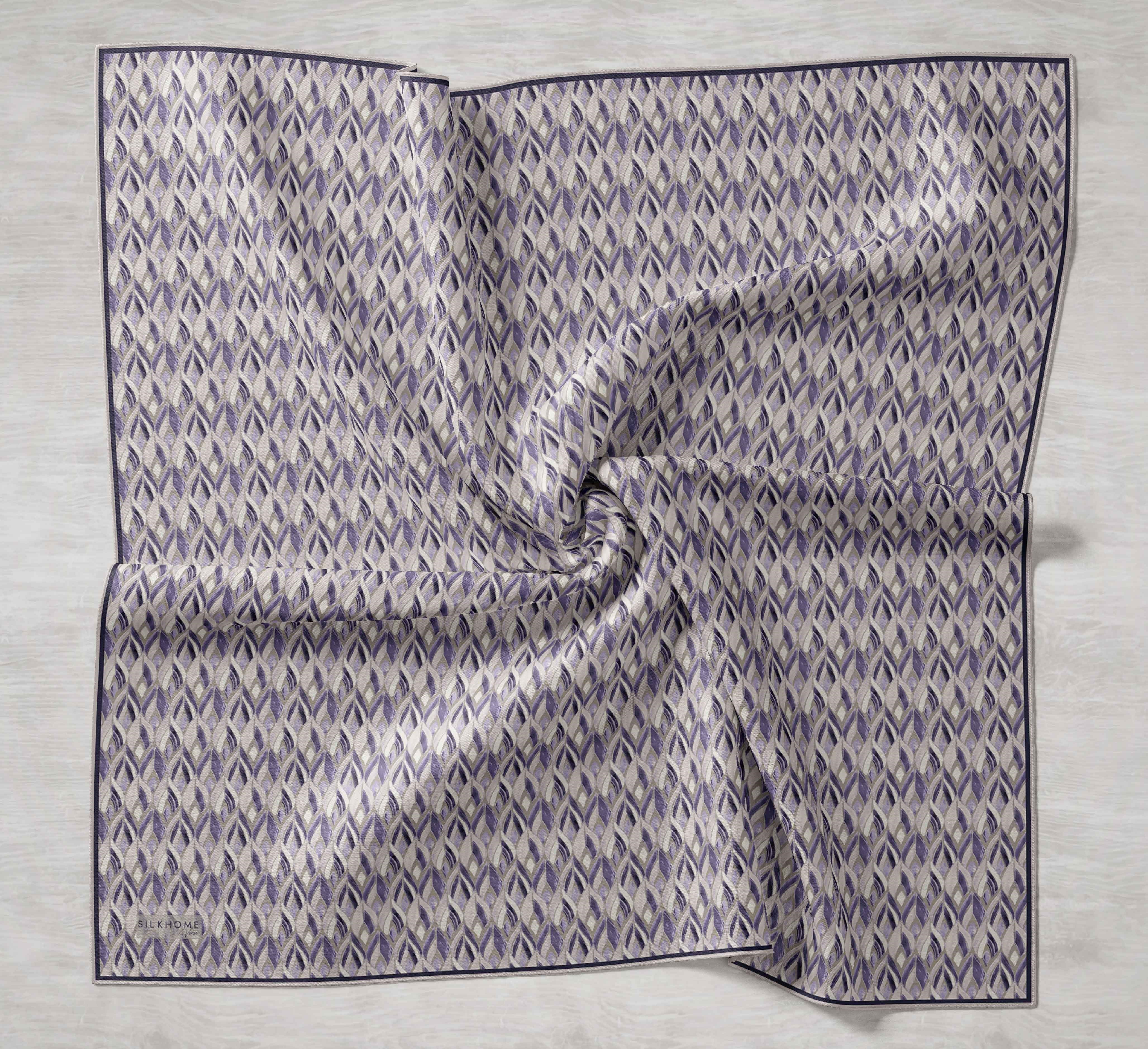 Twill İpek Eşarp Yaprak Ritmi Eflatun 90x90