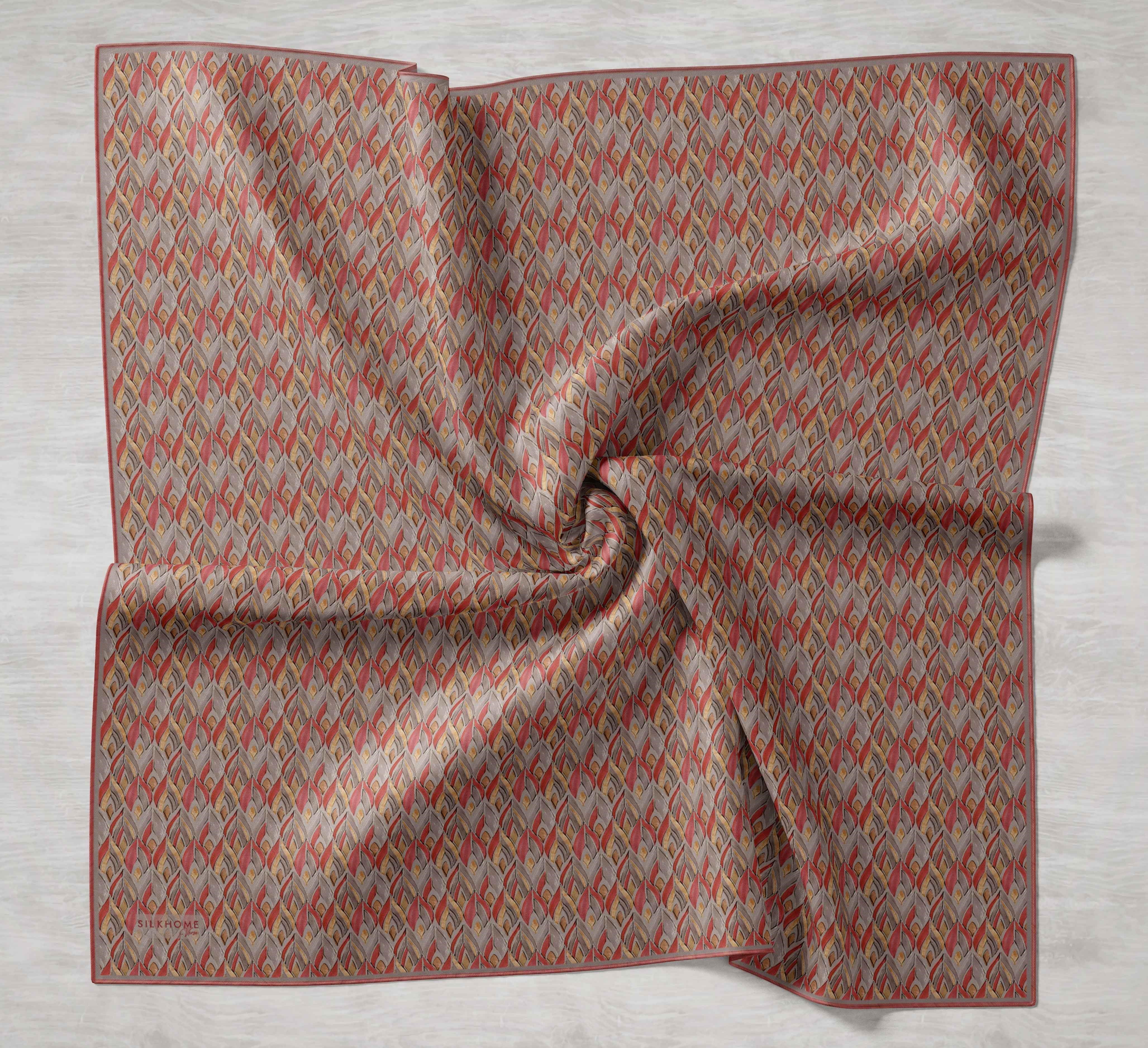 Twill İpek Eşarp Yaprak Ritmi Küf Yeşili 90x90