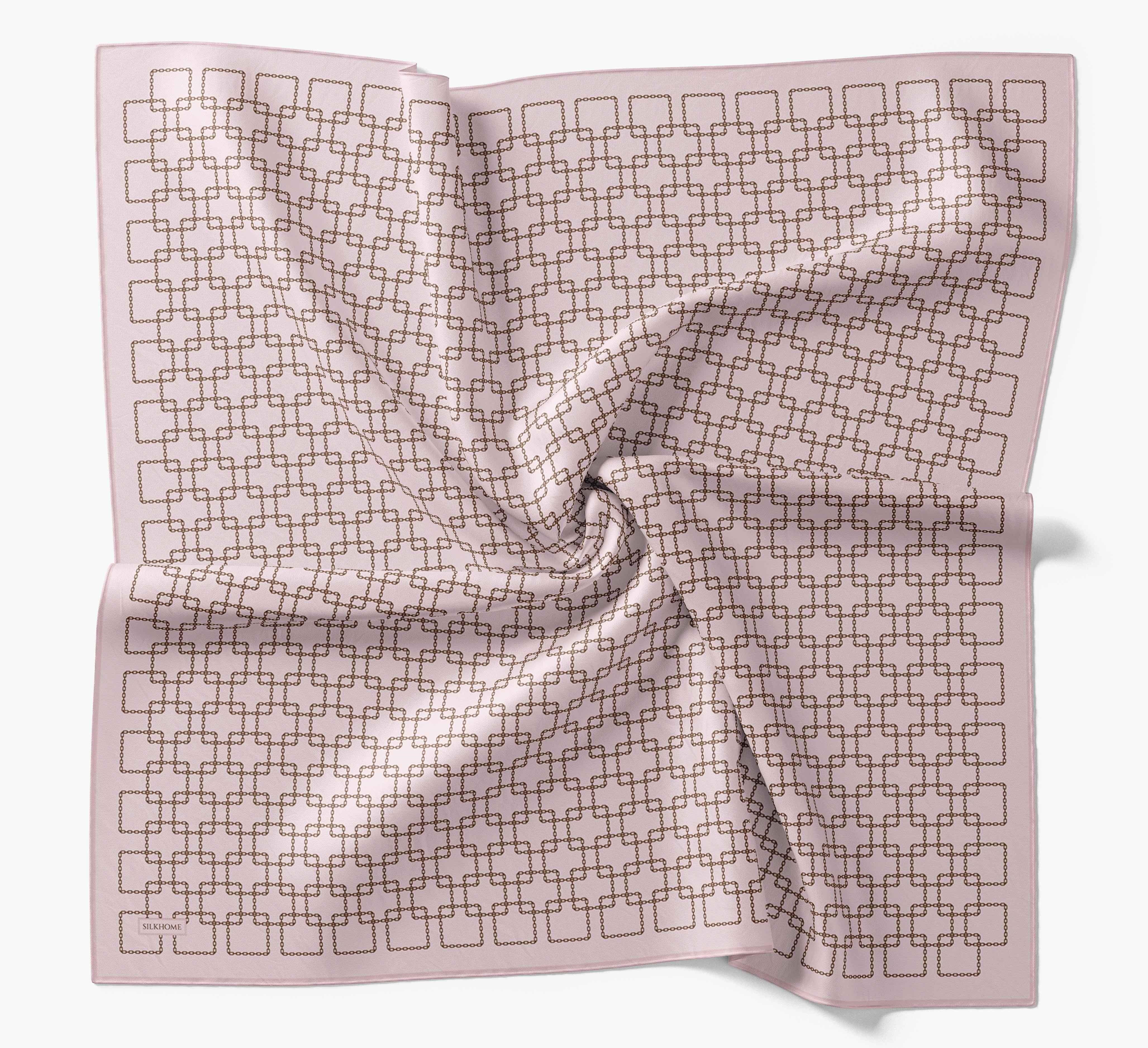 Twill İpek Eşarp Zincir Pudra 90x90