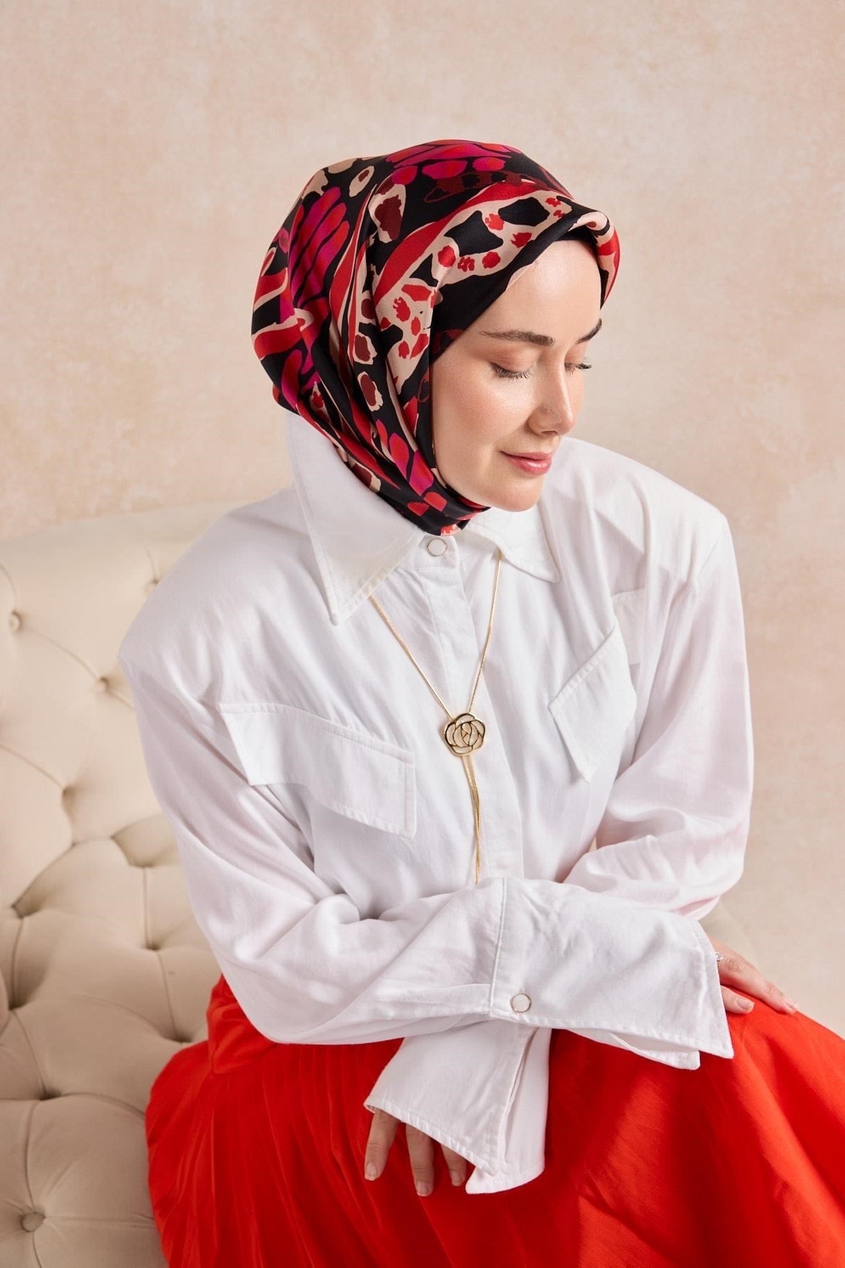 Twill İpek Mercan Eşarp Kırmızı 90x90